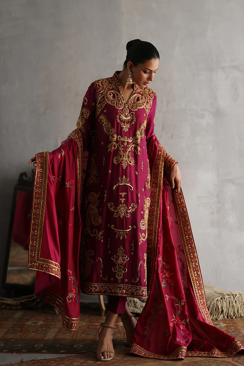 Magenta Silk Zardozi & Marori Ensemble