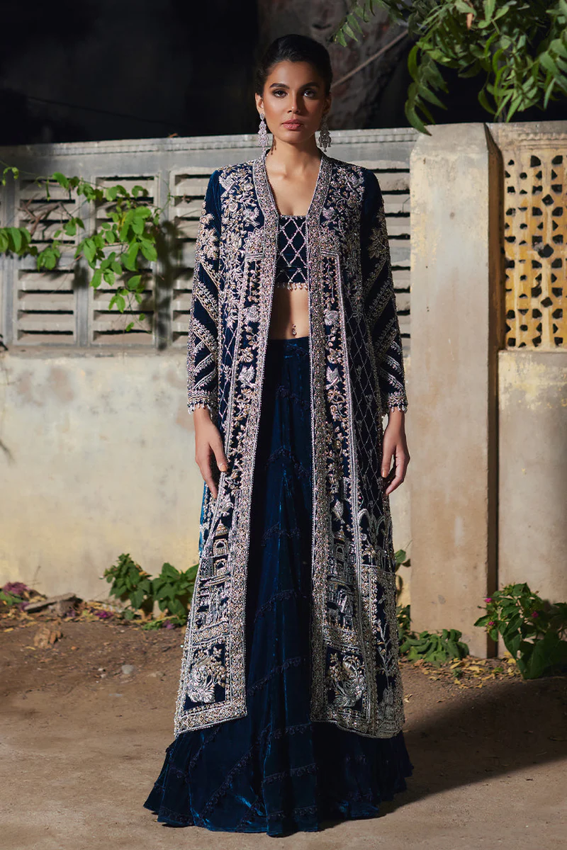 Front Open Gown Pure Velvet Dress 1 Front Open Gown Pure Velvet Dress