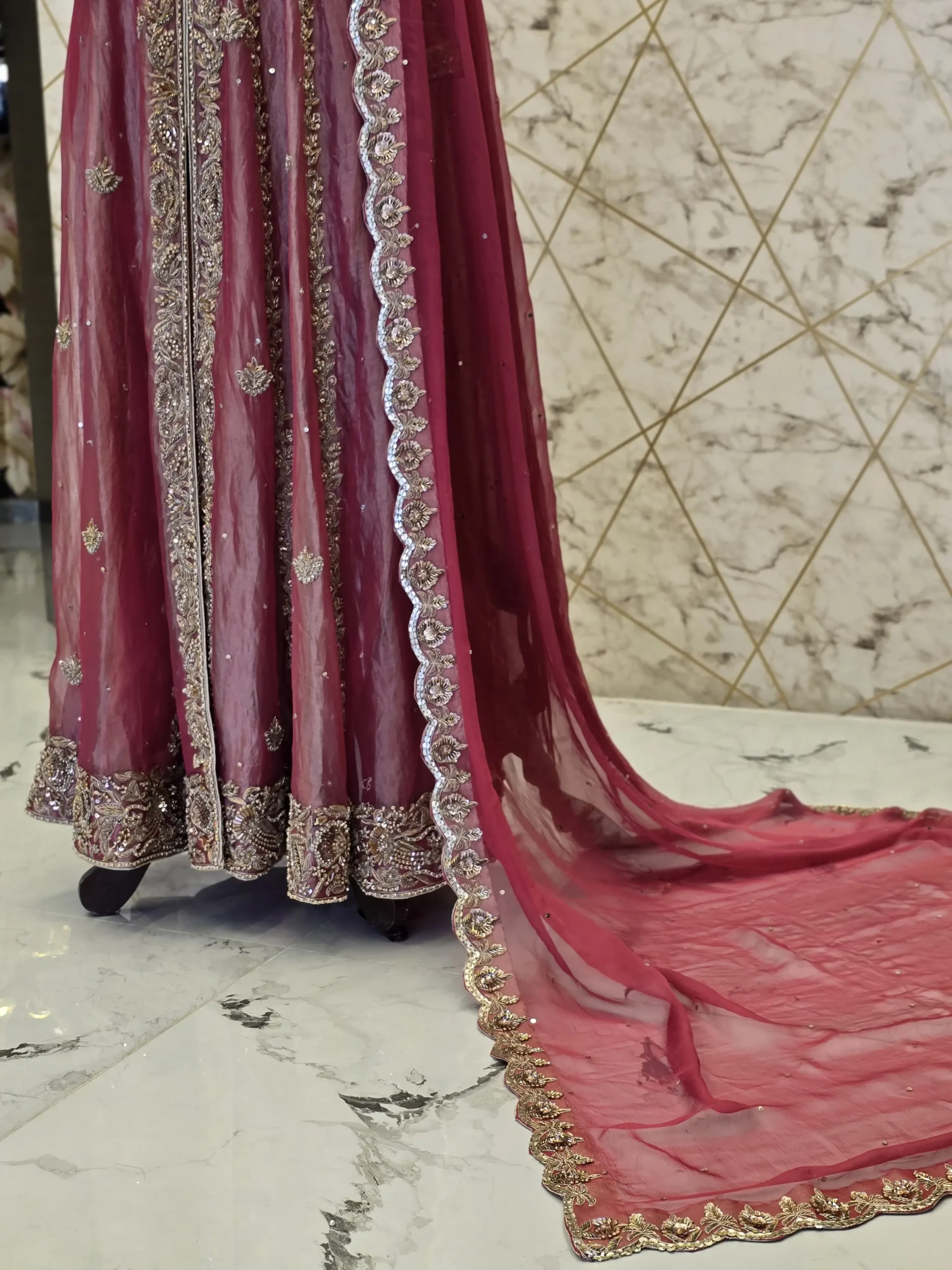 Embroidered Party Wear Maxi Dress