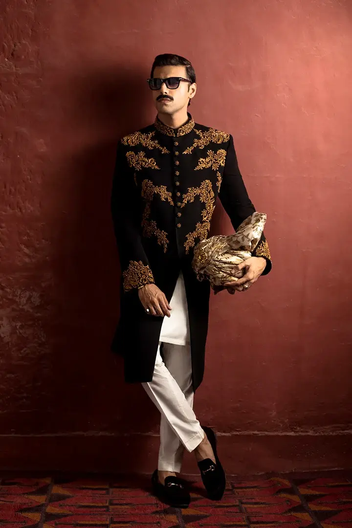 Regal Black Sherwani for Groom 1 Regal Black Sherwani for Groom
