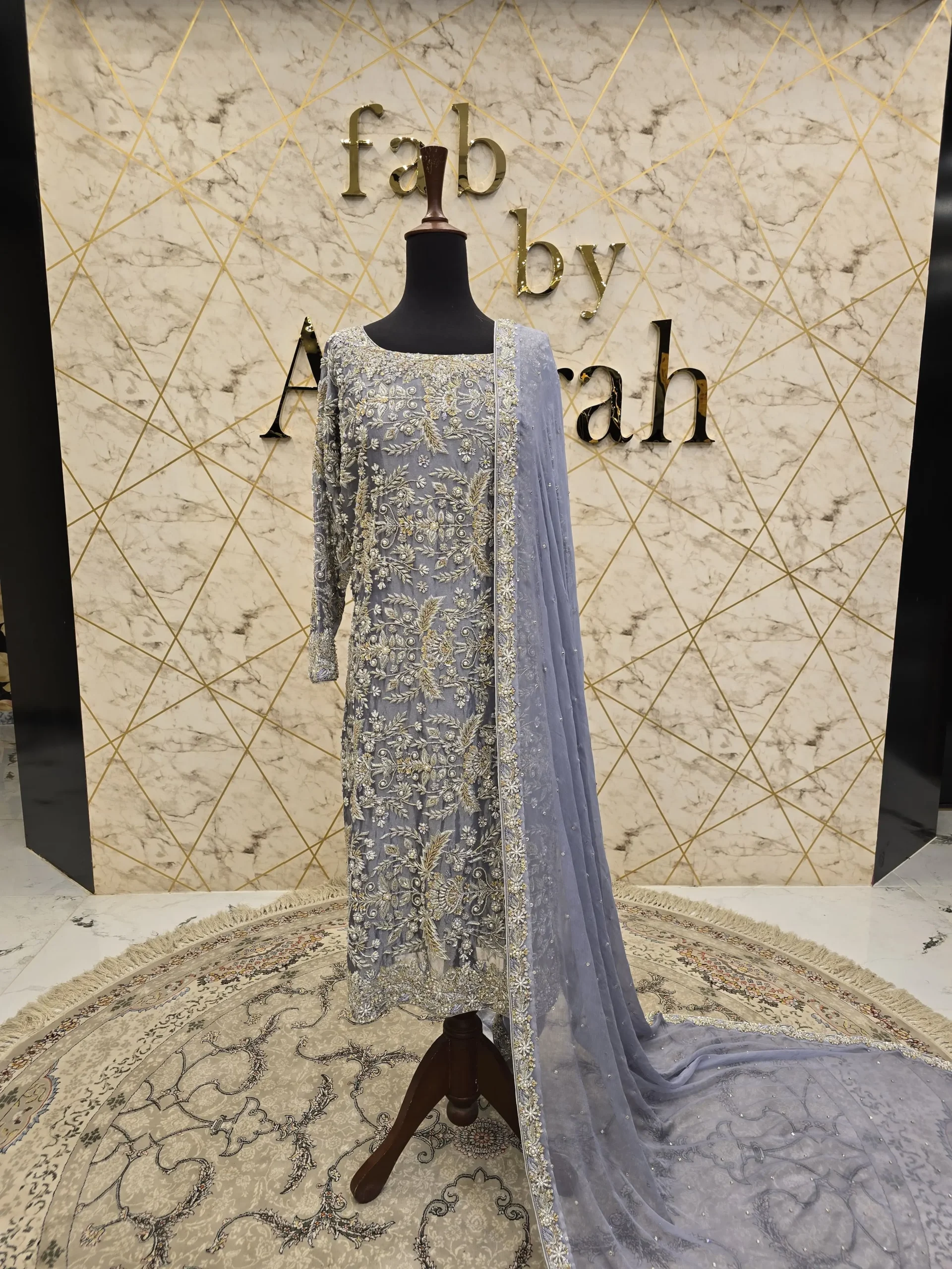 Hand-Embroidered Chandi Tissue Long Shirt