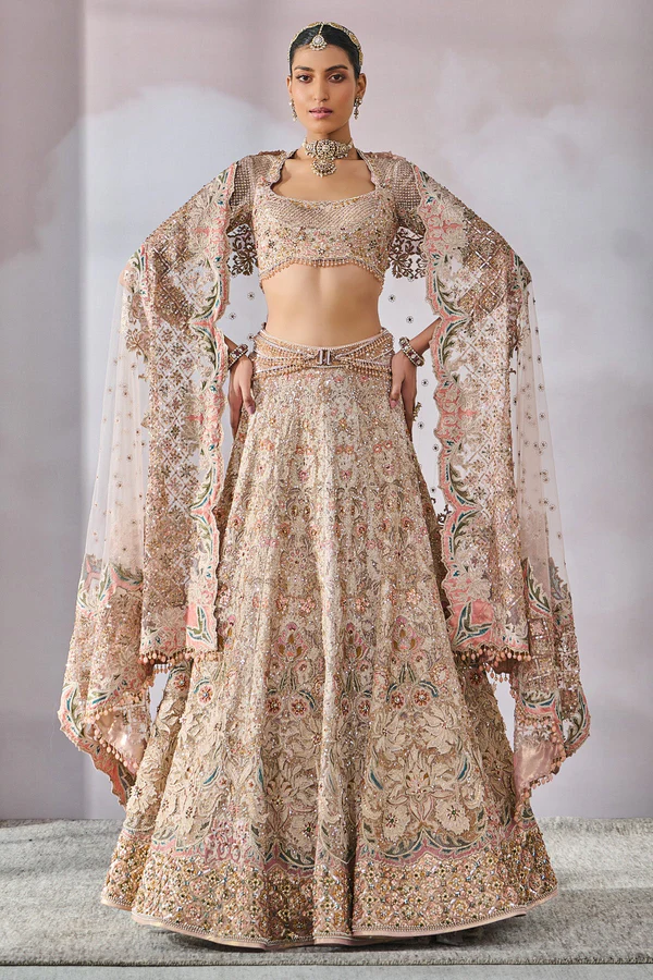 Pearl and Silk Embroidered Lehenga Set