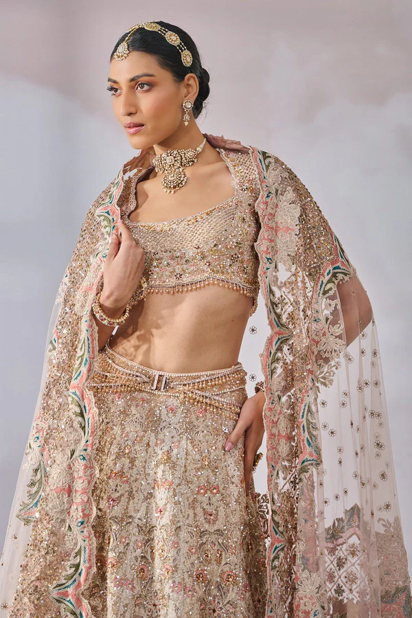 Pearl and Silk Embroidered Lehenga Set