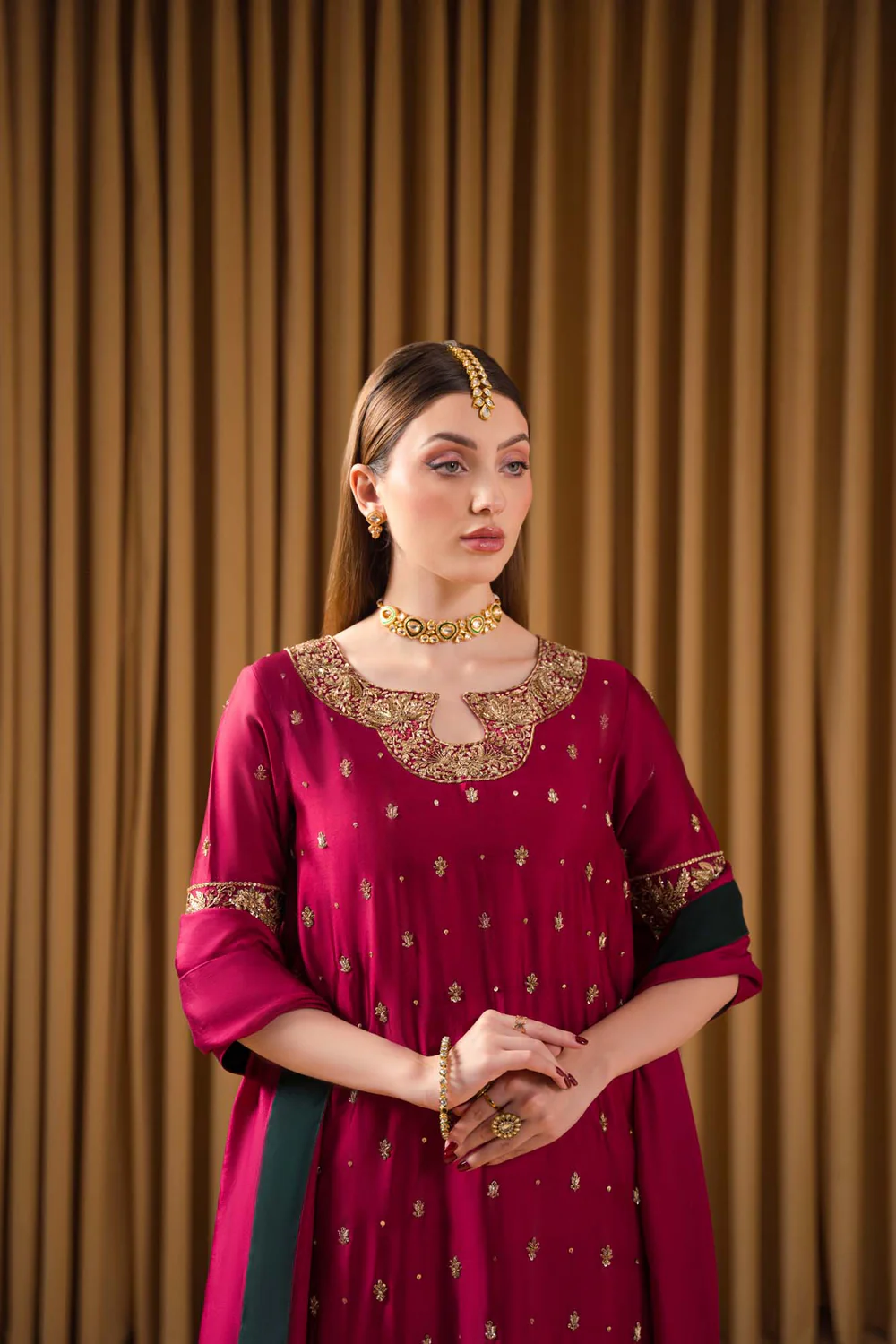 Red Raw Silk Party Wear Dress