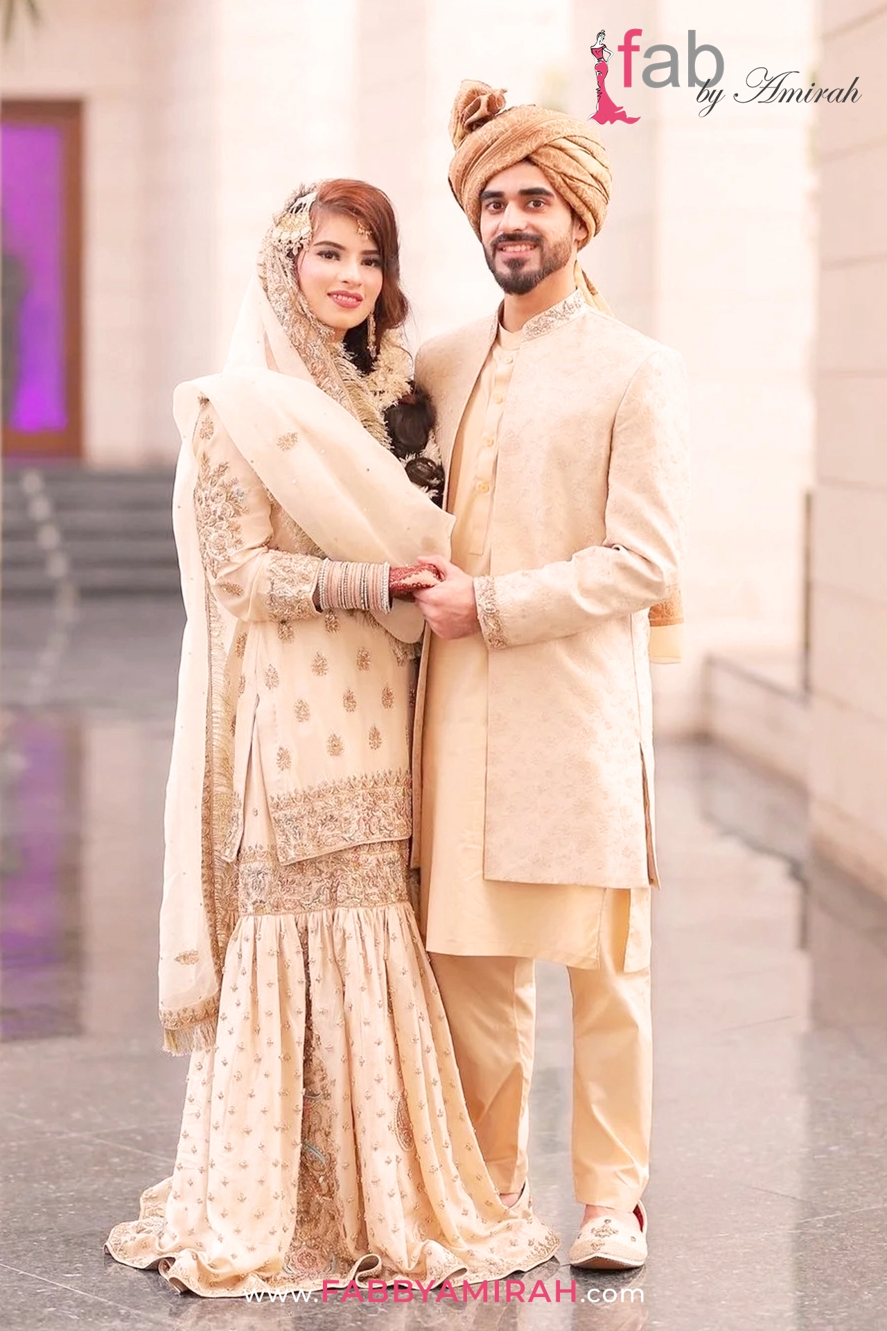 Bridal Gharara in Peach Chiffon Bridal Gharara in Peach Chiffon