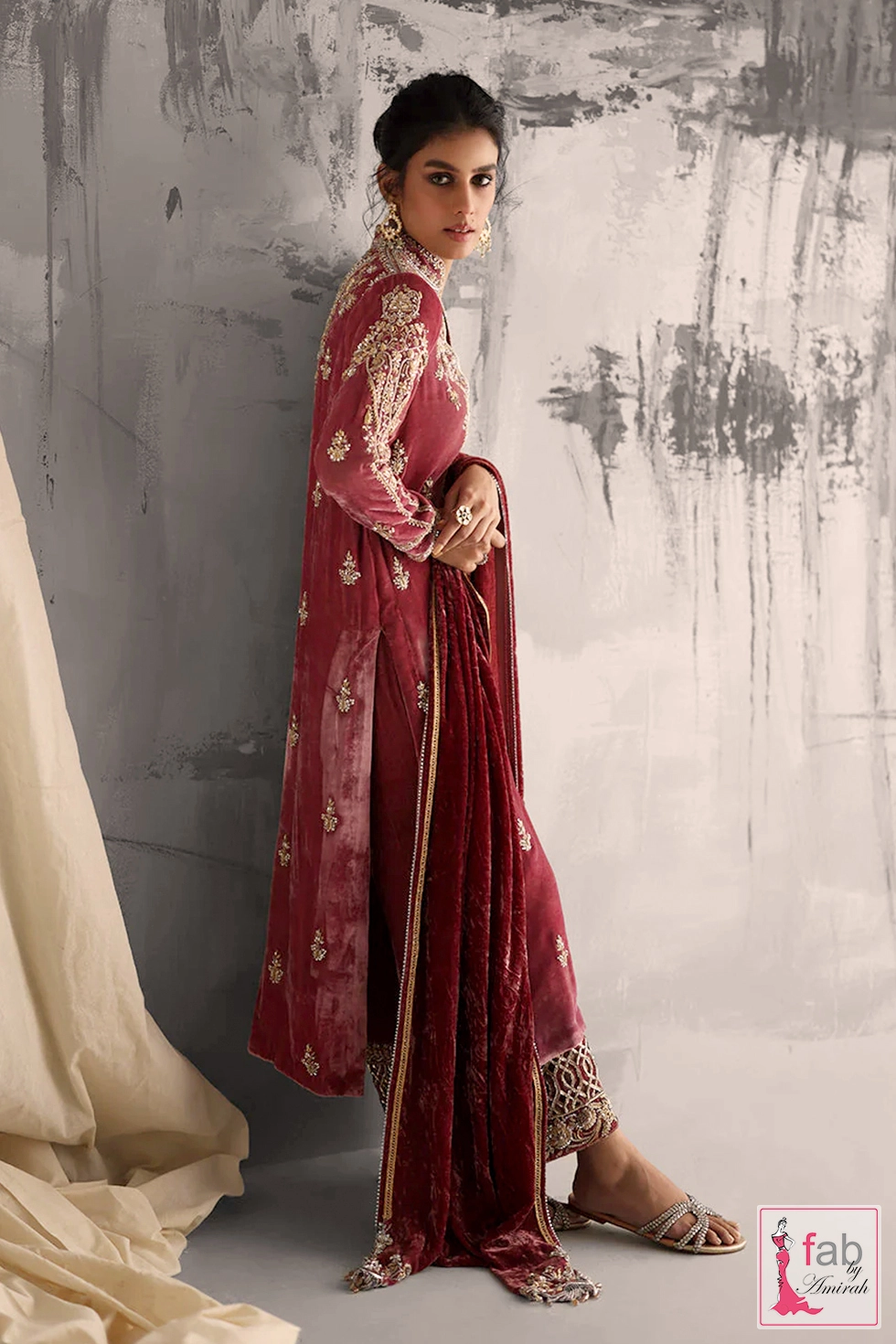 Full length view of clementine festive formal winter dress for wedding guests Full length view of clementine festive formal winter dress for wedding guests