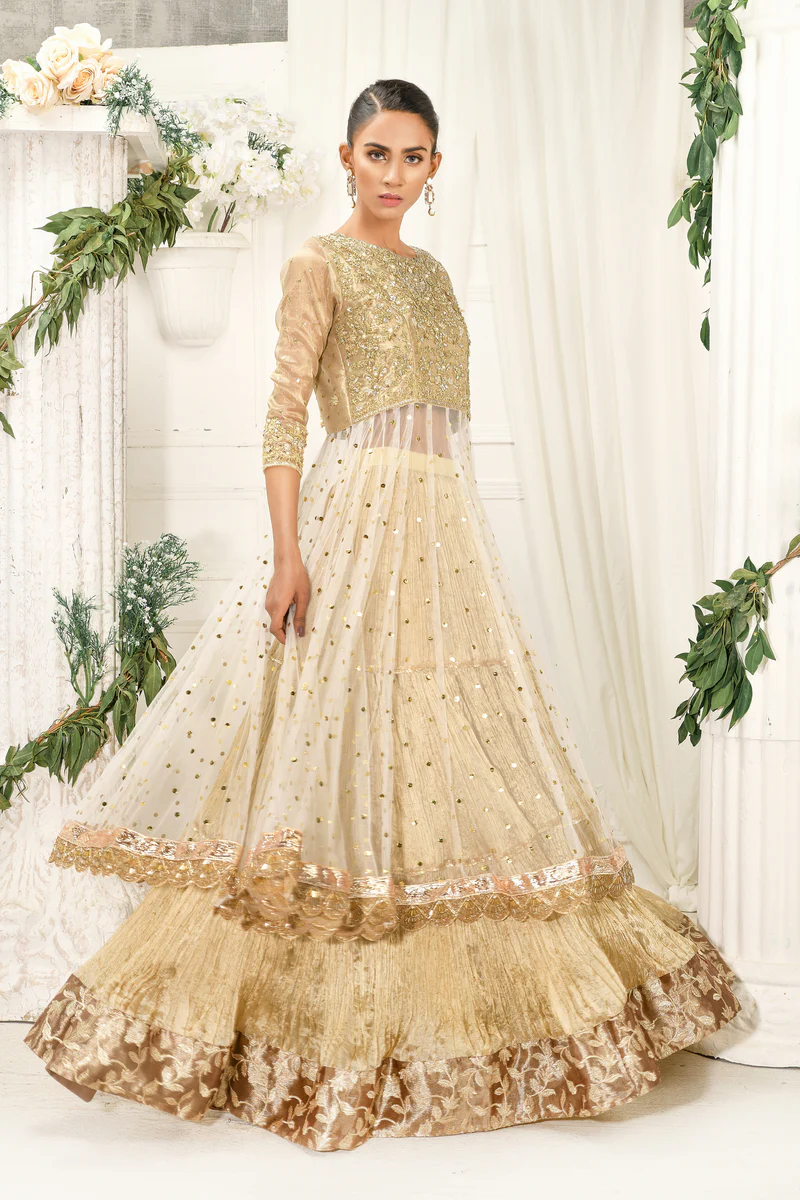 White Gold Kamdani Lehenga Set