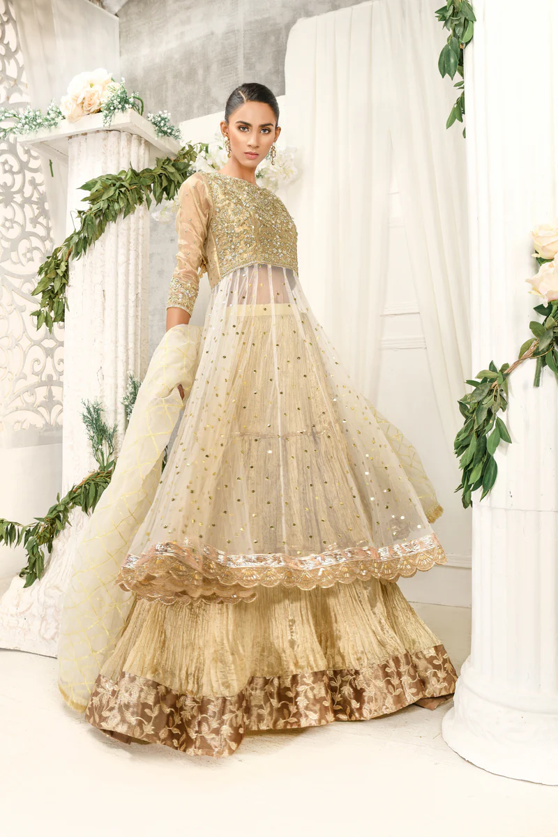 White Gold Kamdani Lehenga Set