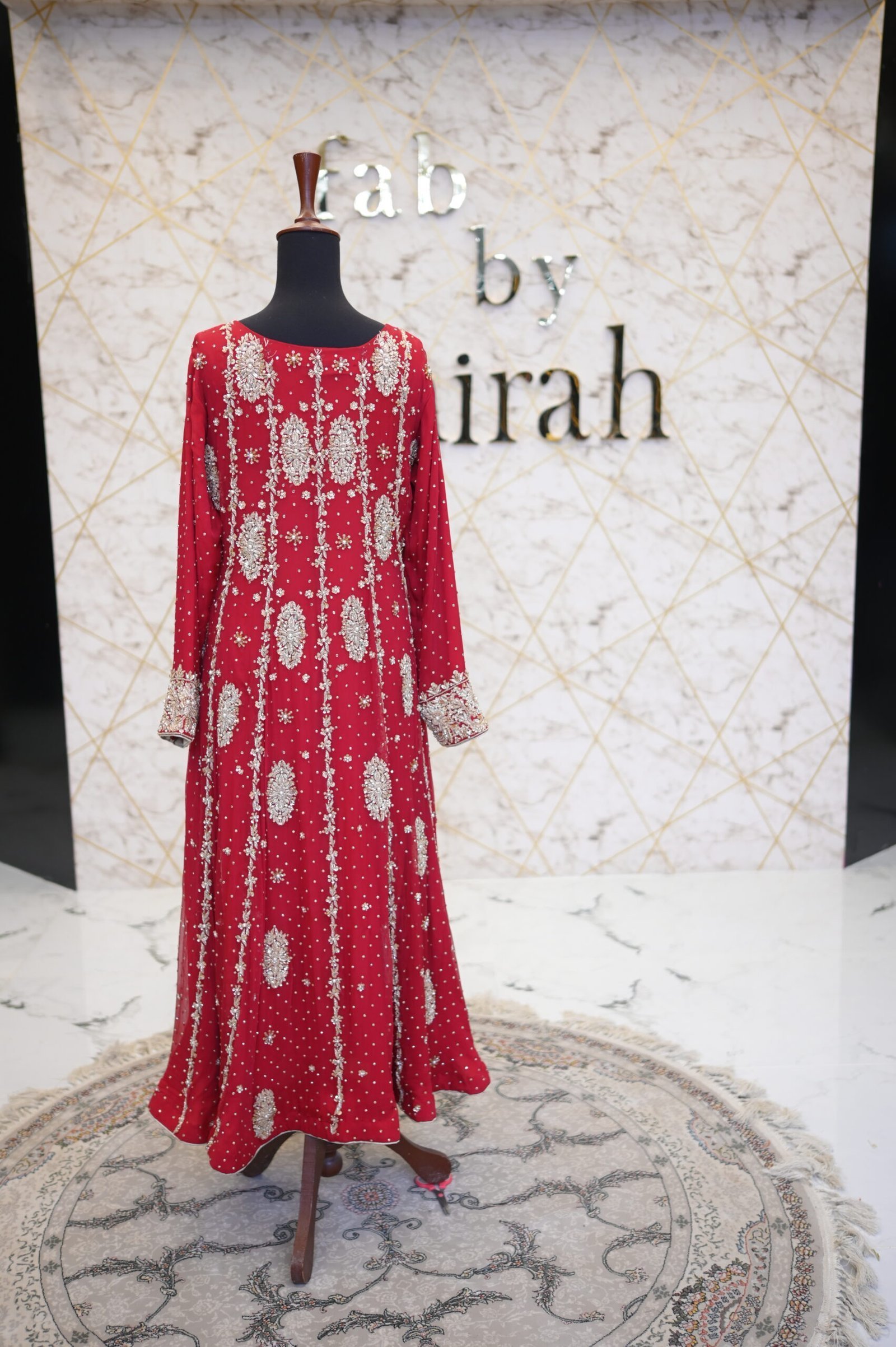 Red Hand-Embroidered Long Shirt