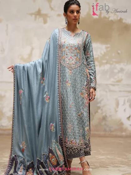 Elegant Blue Pure Raw Silk Kurta Set