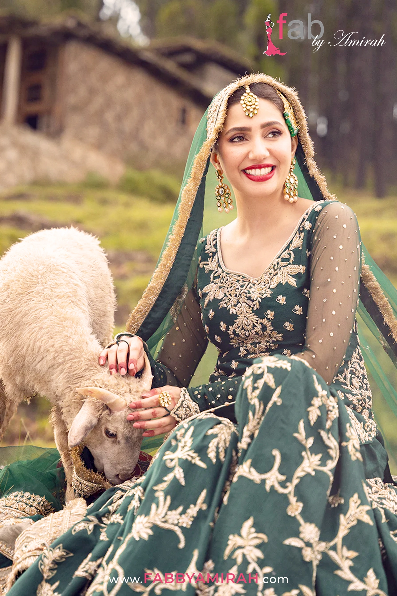 Complete emerald green gharara bridal set with net dupatta - Dark green bridal gharara