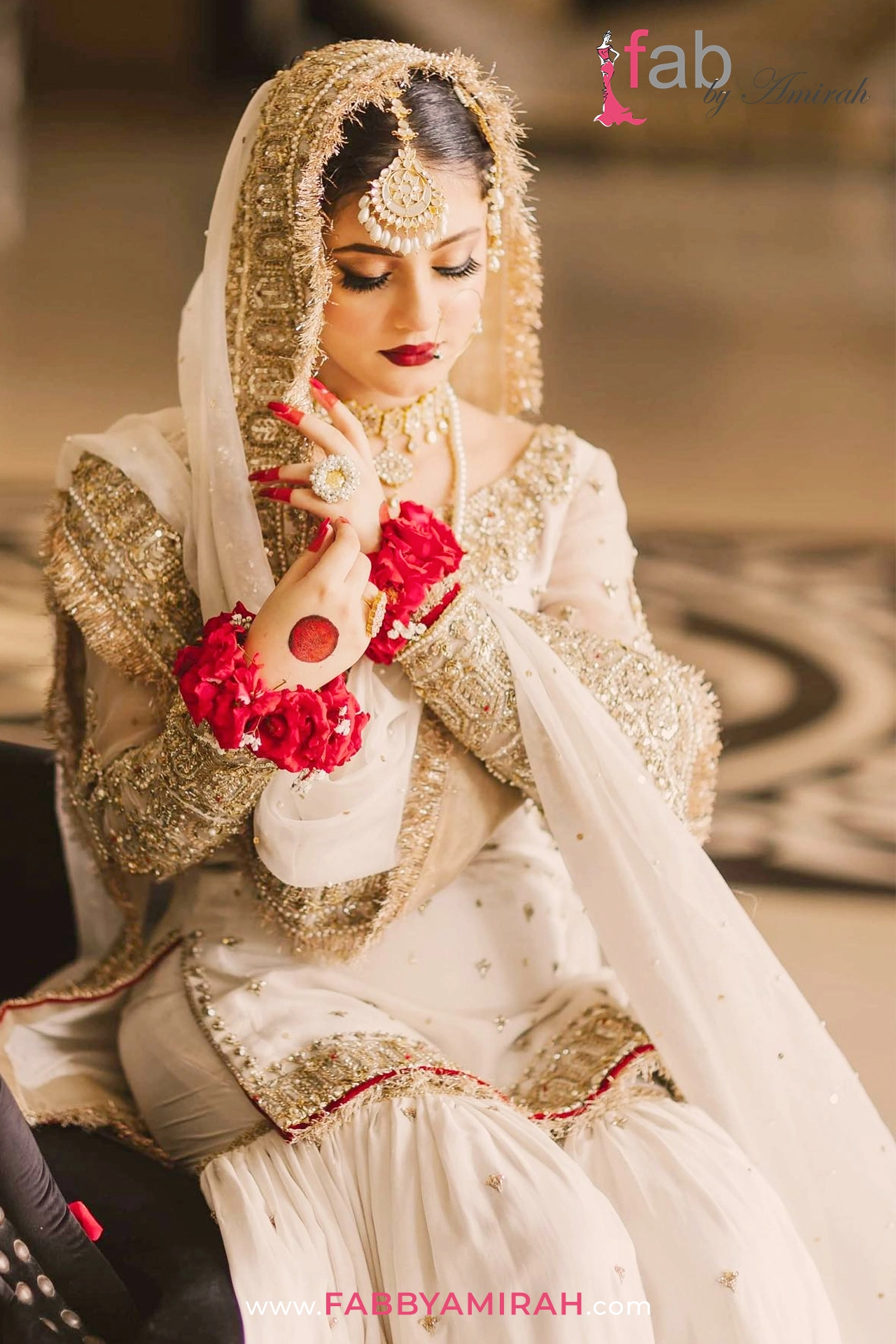 Bespoke off-white bridal couture for international brides by Fab By Amirah