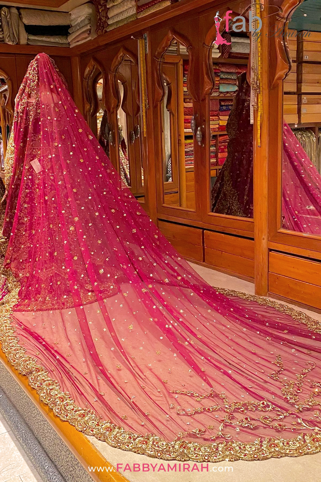 Beautiful Long Tail Bridal Dress in Red