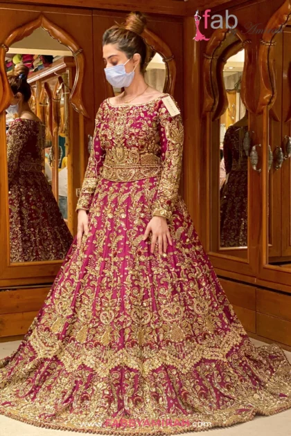 Beautiful Long Tail Bridal Dress in Red