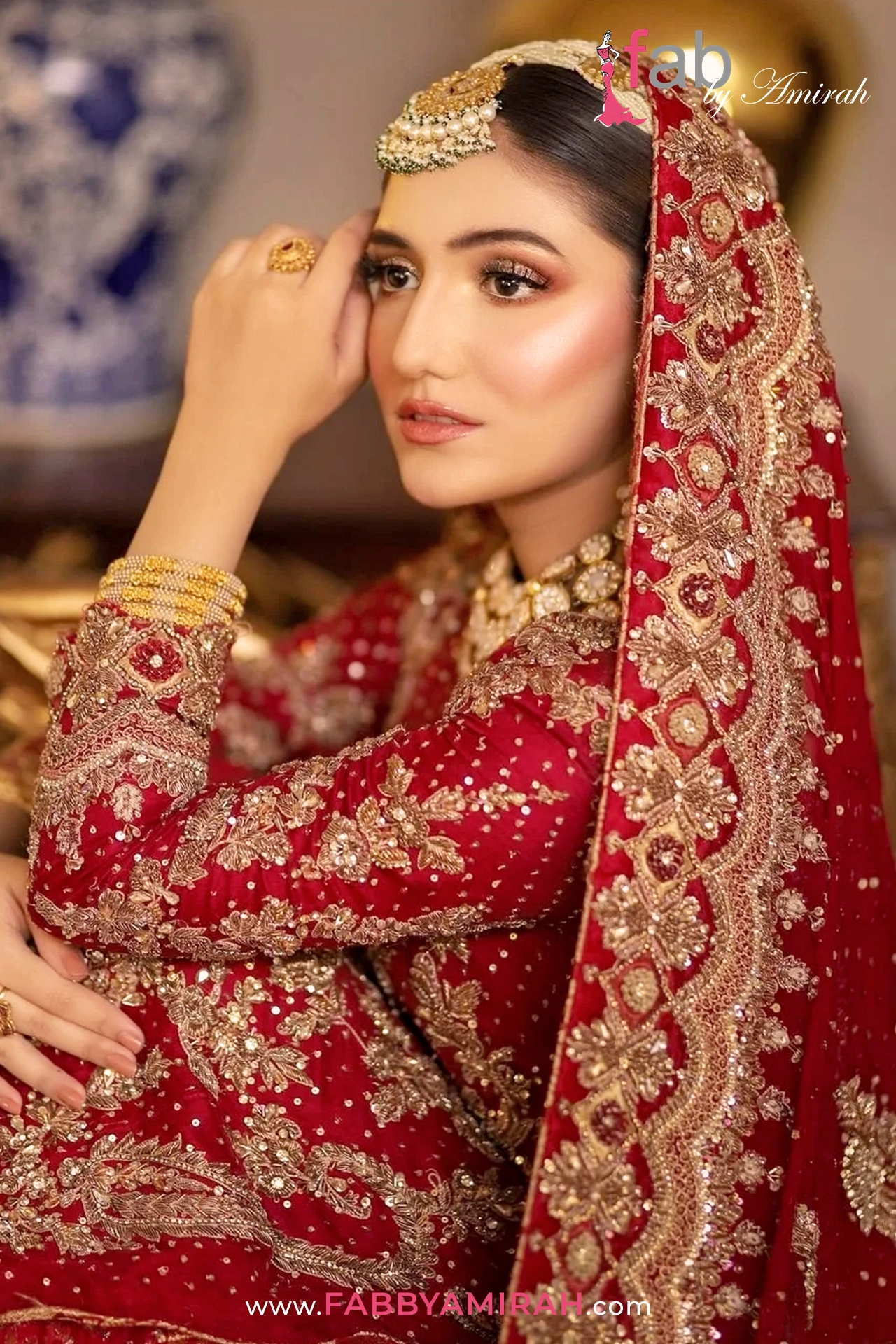 Mughal Heritage maroon bridal look featuring a Back Trail Farshi Lehenga