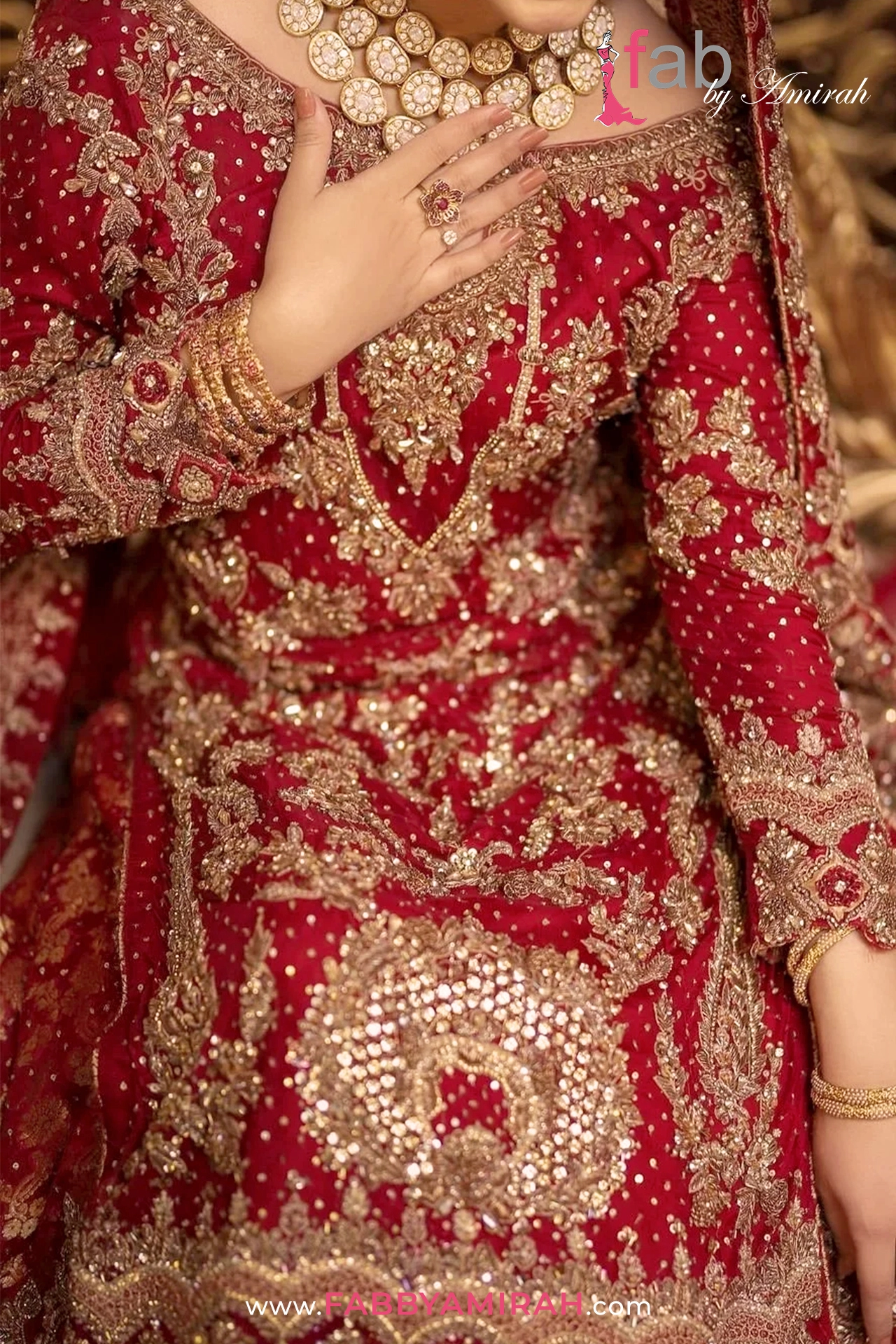 Close-up of handmade Kora and Dabka work on Back Trail Farshi Lehenga
