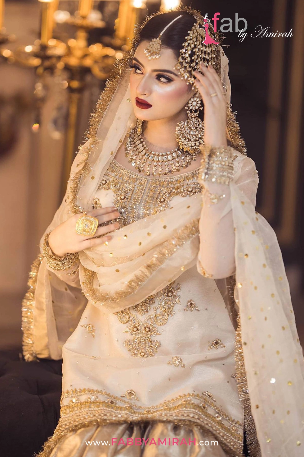 Complete off white traditional sharara shirt and dupatta set