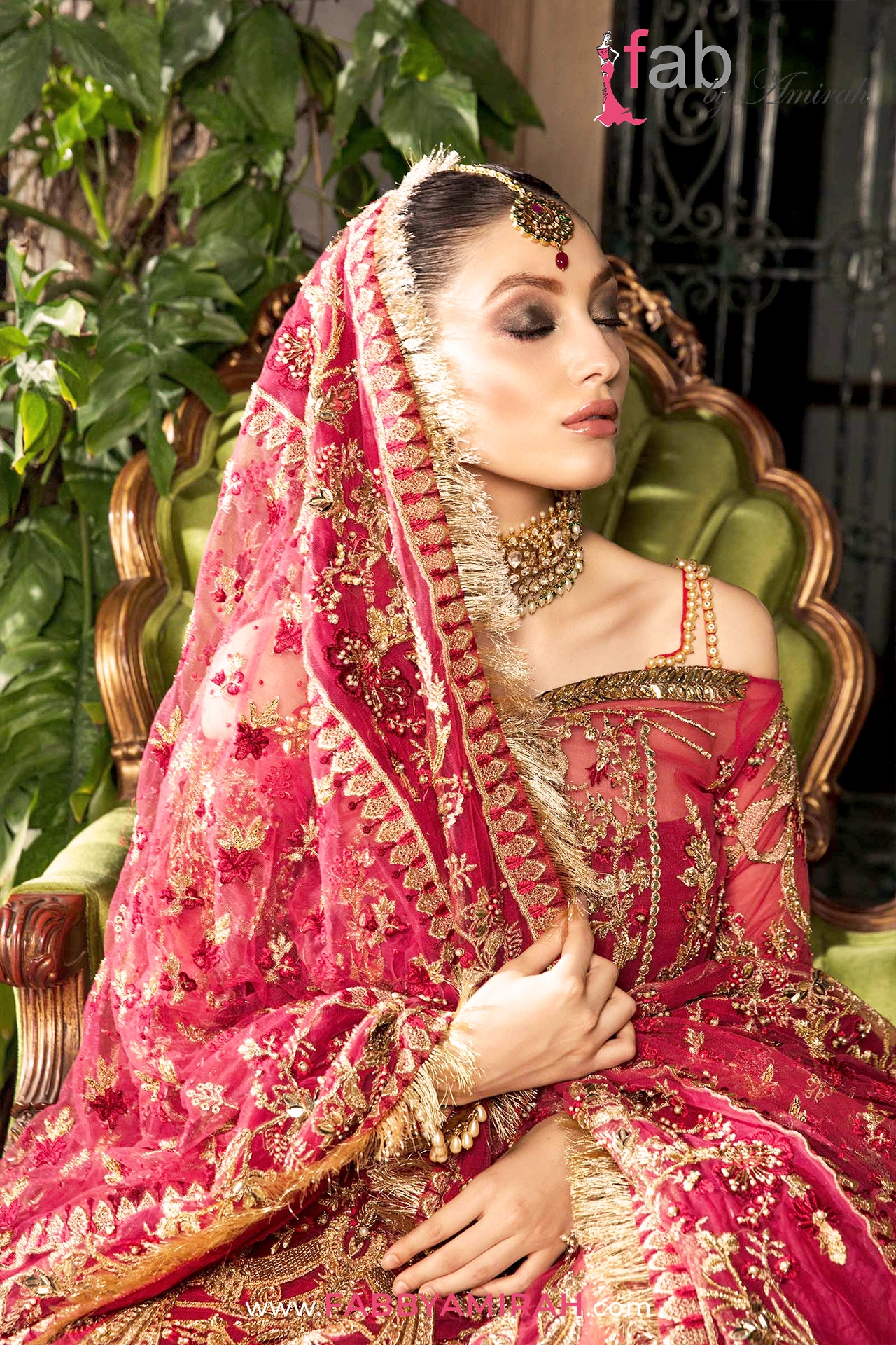 Maroon Raw Silk lehenga styled for Barat ceremony - Mughal heritage design