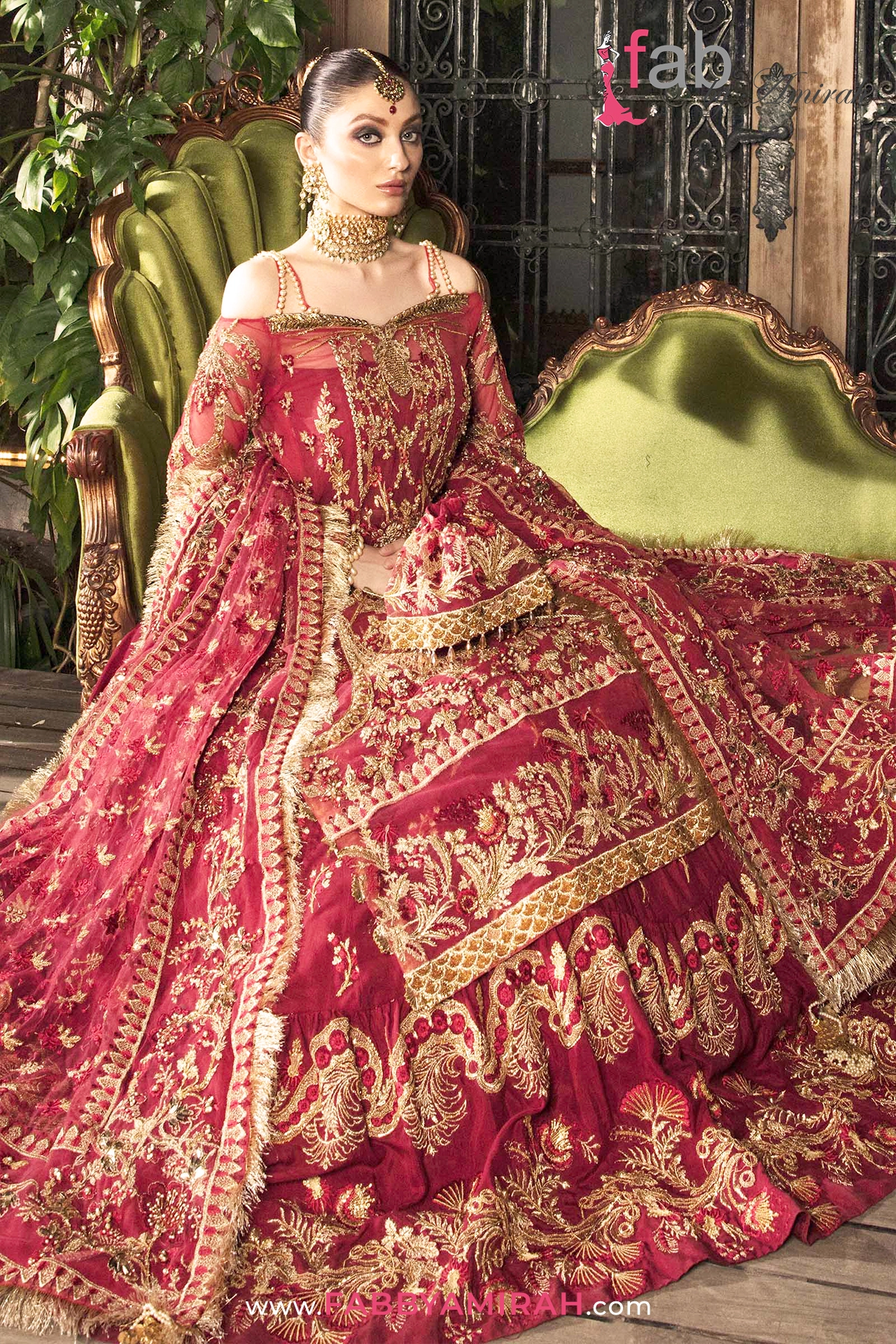 Complete Maroon Raw Silk lehenga set with hard net dupatta - Pakistani wedding dress