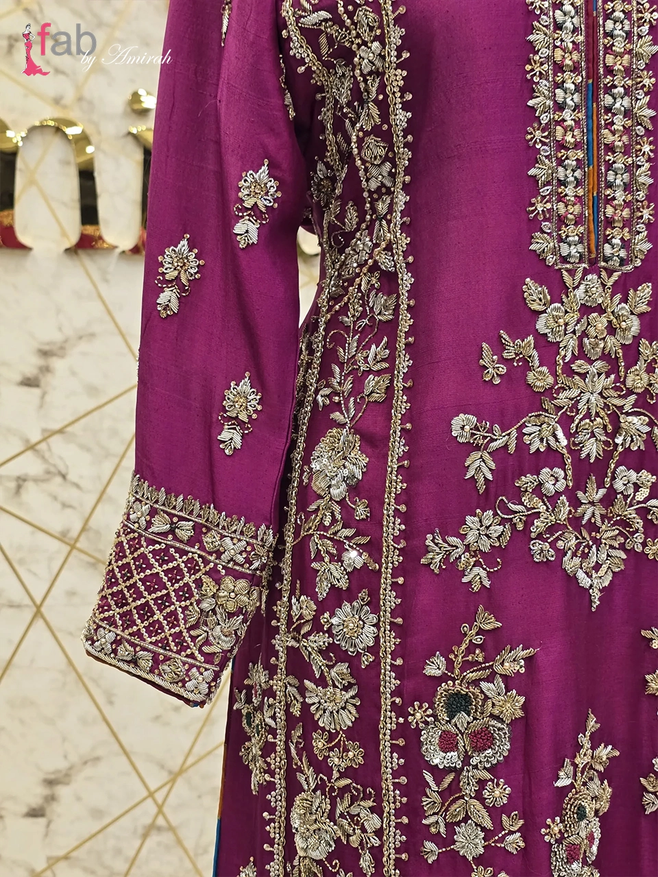 Pure Hand-Embroidered Raw Silk Shirt Pure Hand-Embroidered Raw Silk Shirt