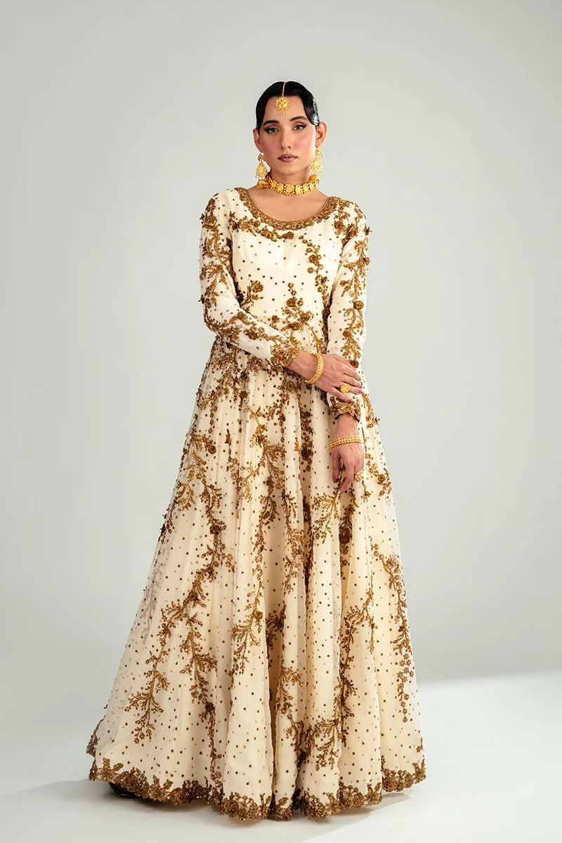 Off-White Hand-Embroidered Nikkah Dress