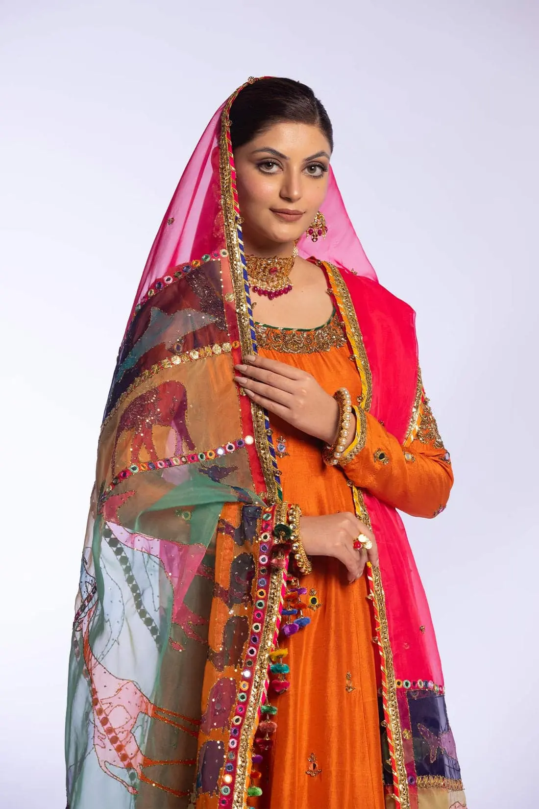 Vibrant Orange Raw Silk Party Maxi