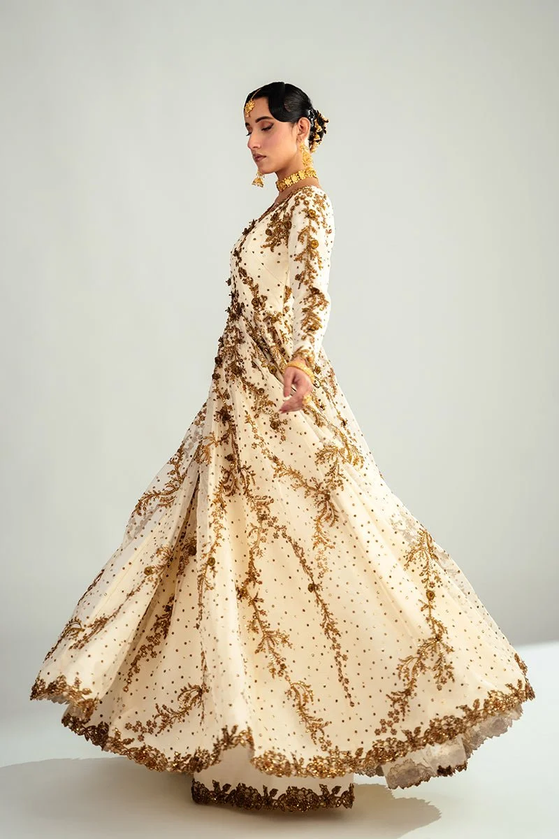 Off-White Hand-Embroidered Nikkah Dress