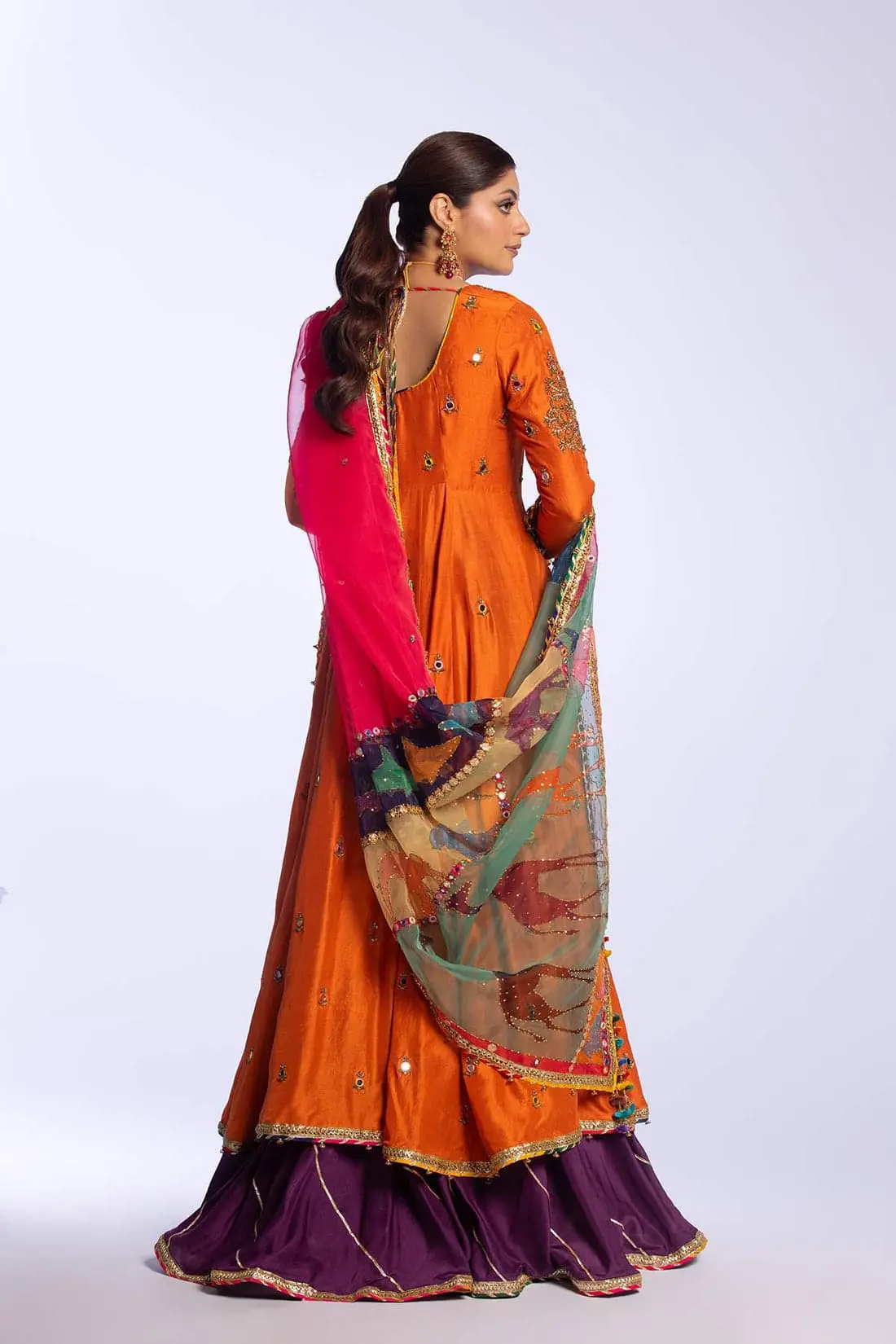 Vibrant Orange Raw Silk Party Maxi
