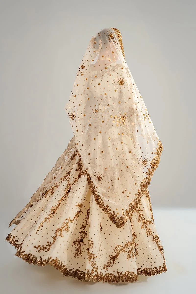 Off-White Hand-Embroidered Nikkah Dress