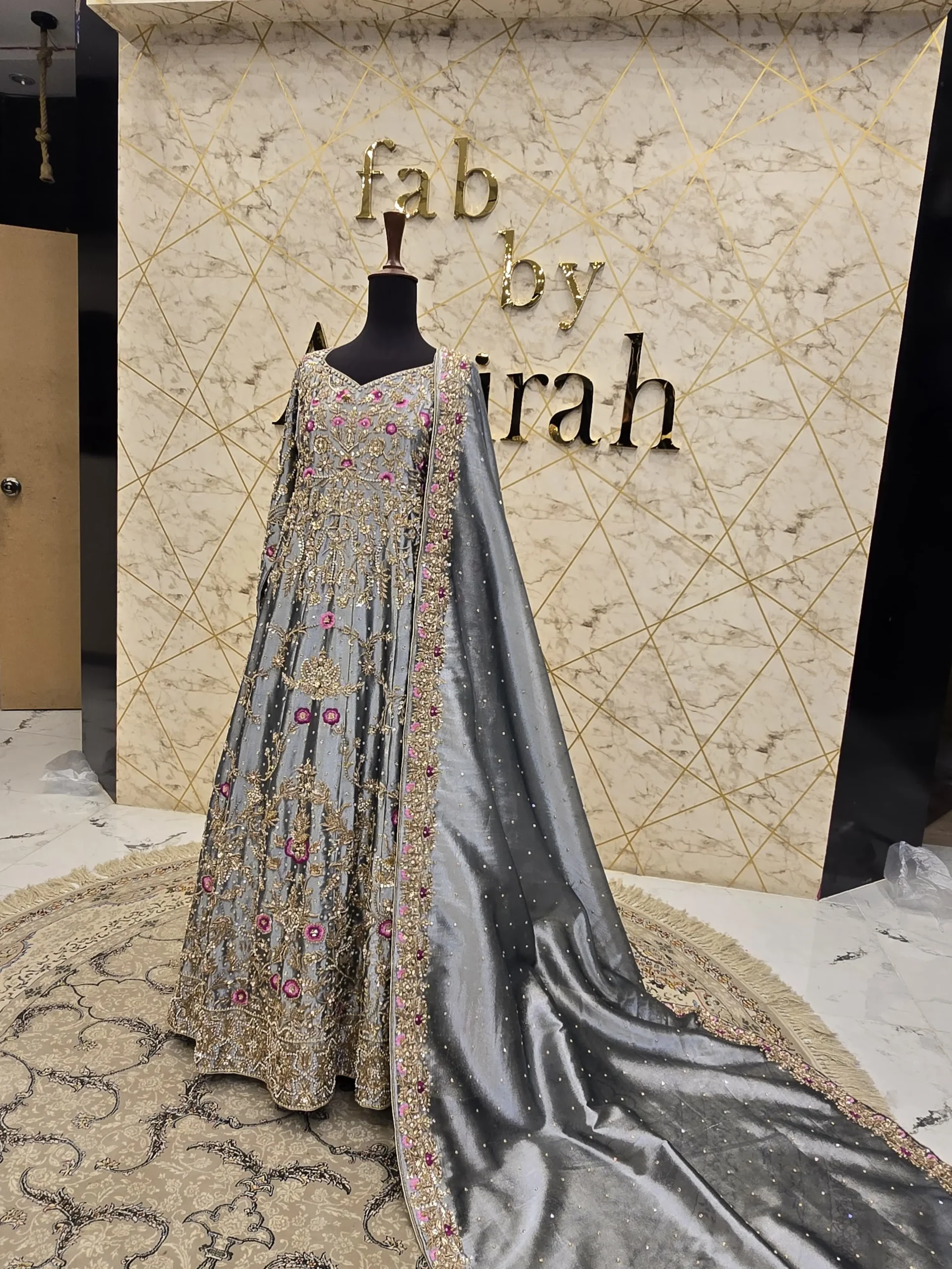 Grey Chandi Tissue Bridal Maxi Dress