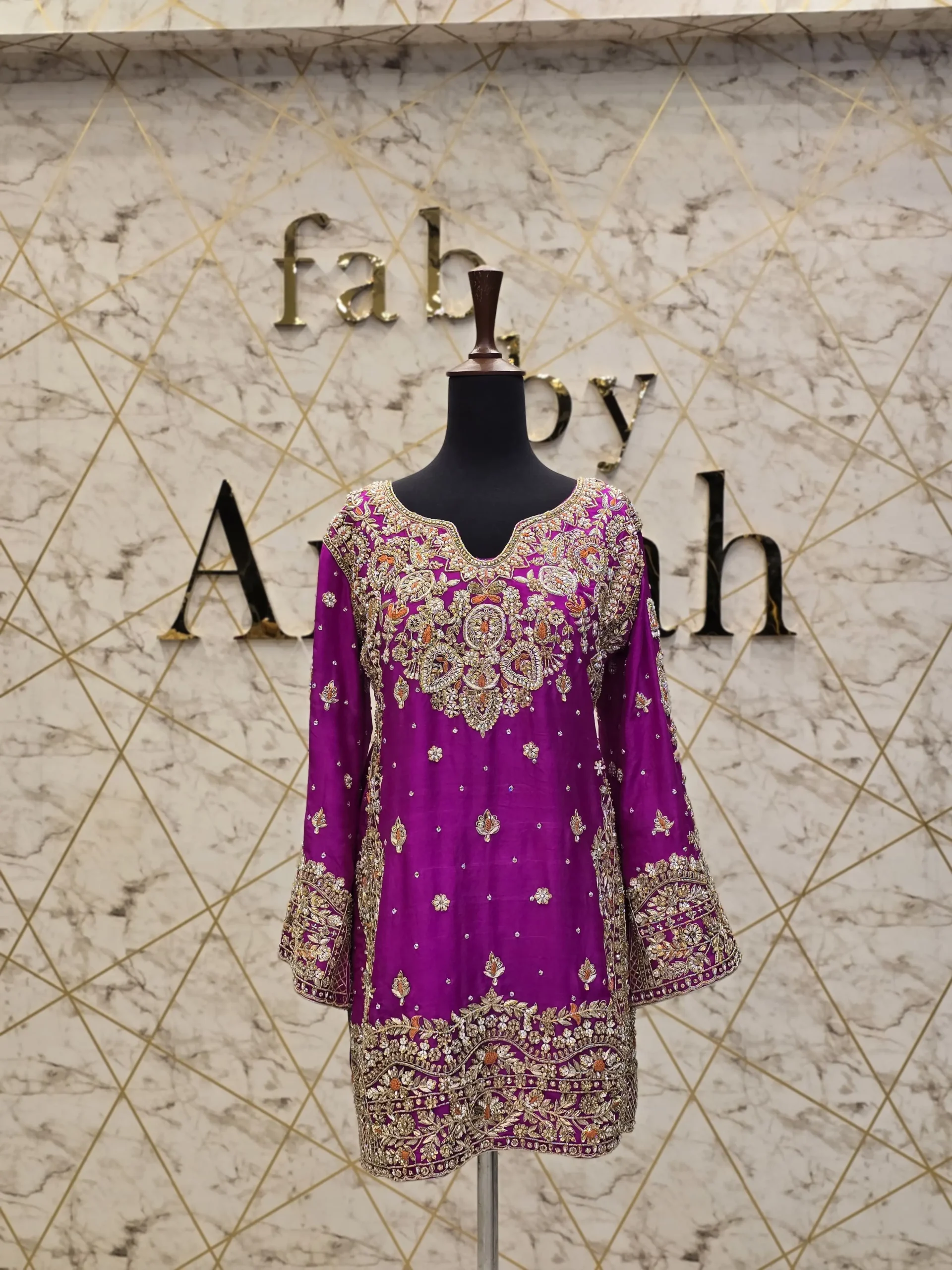 Shocking Pink Raw Silk Party Wear Dress