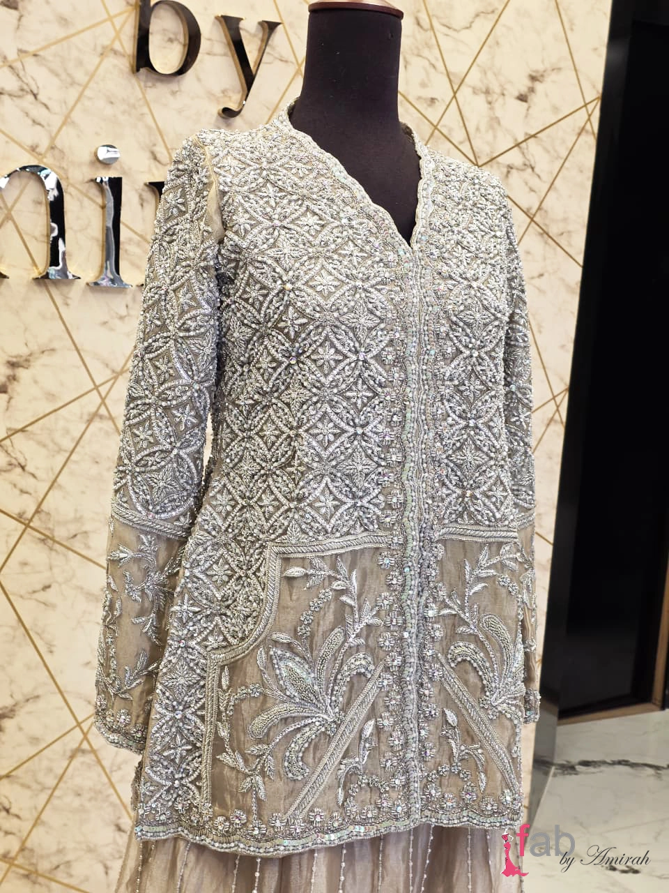 Embroidered Bridal Jacket Lehenga