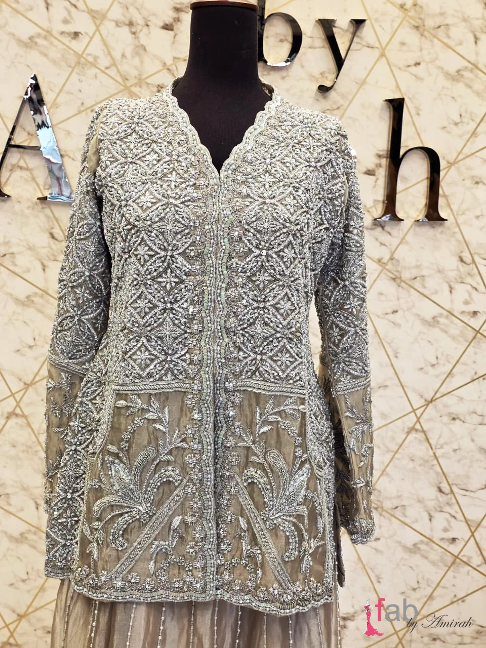 Embroidered Bridal Jacket Lehenga