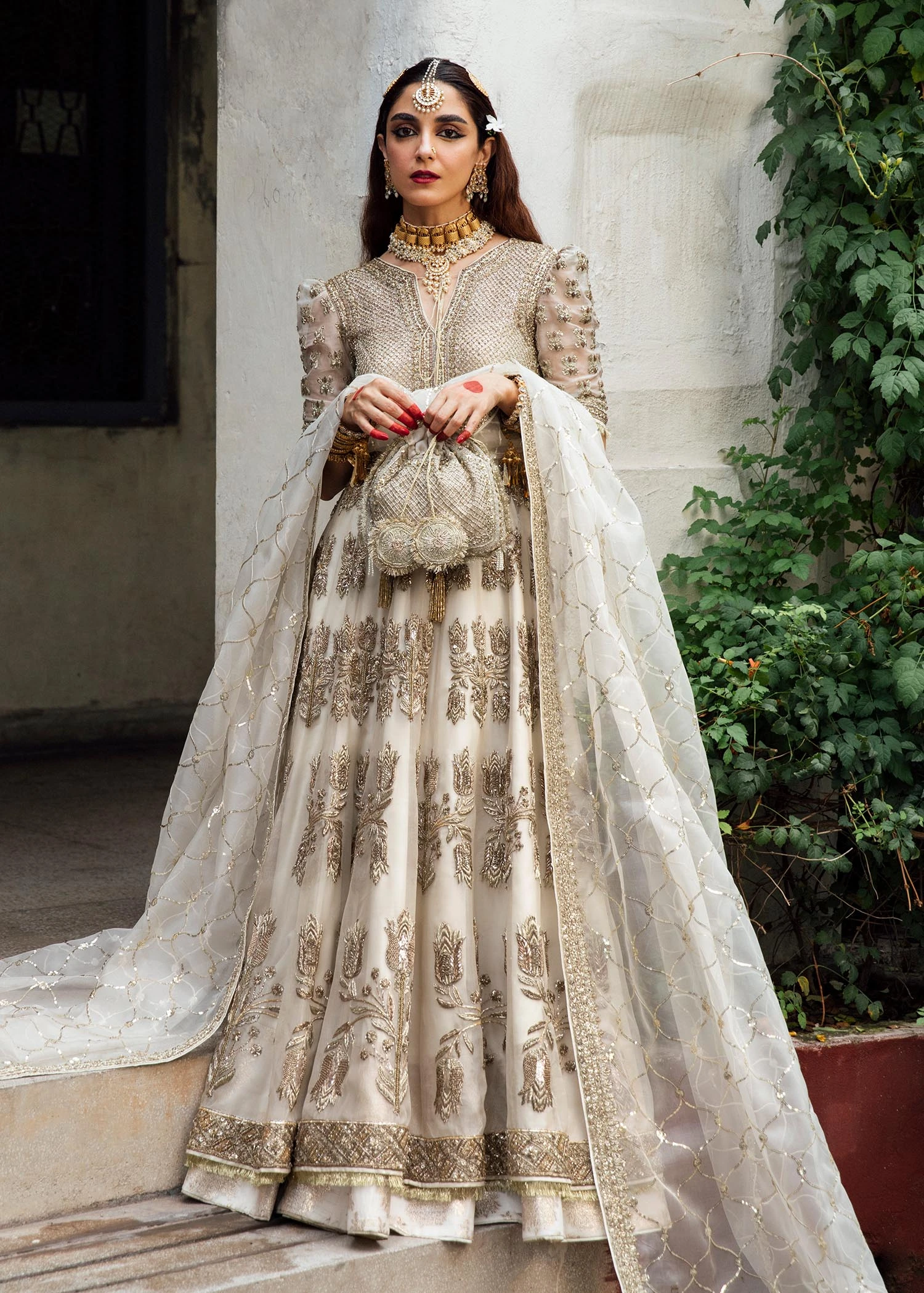 Ivory Organza Peshwas Ensemble