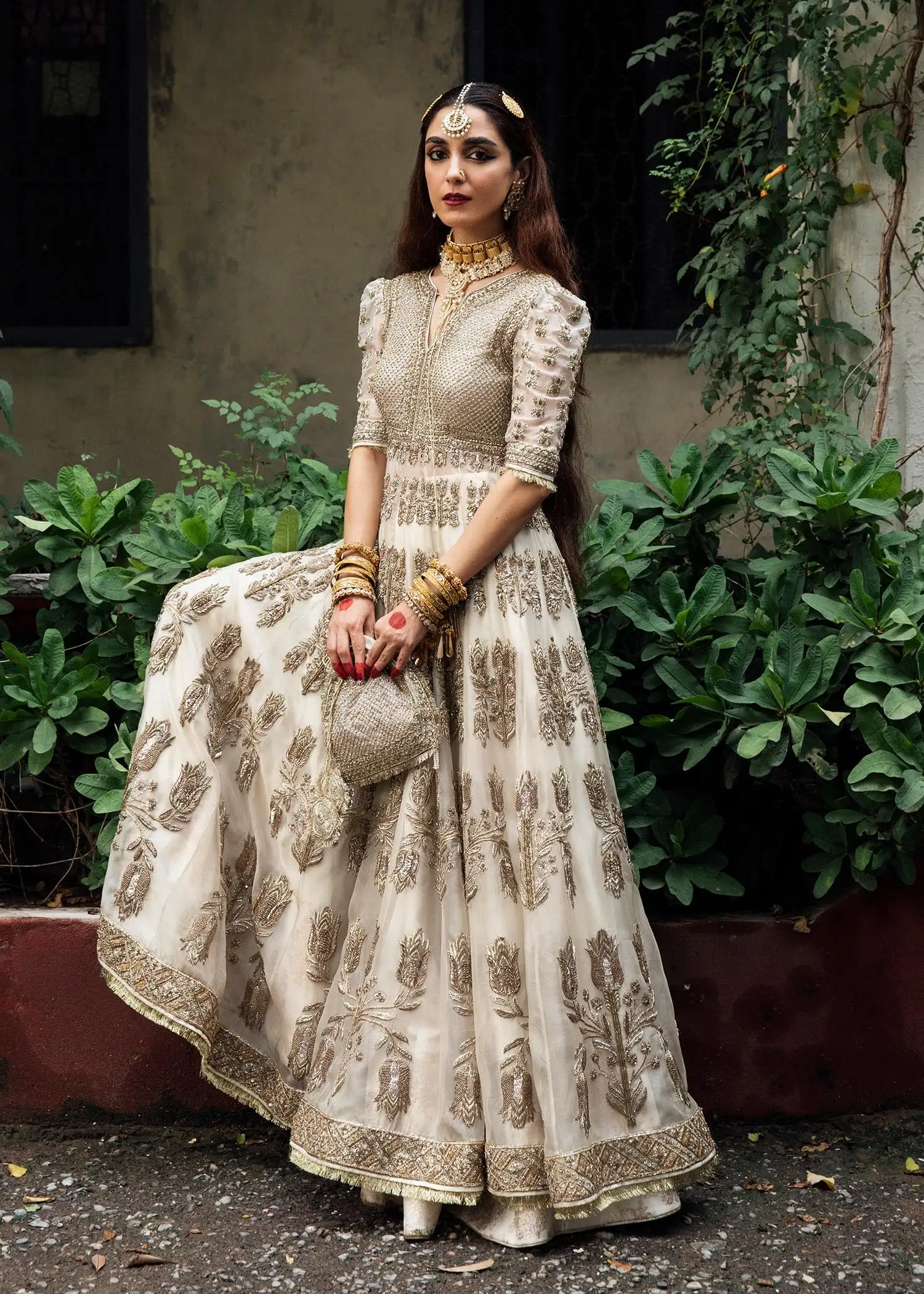 Ivory Organza Peshwas Ensemble