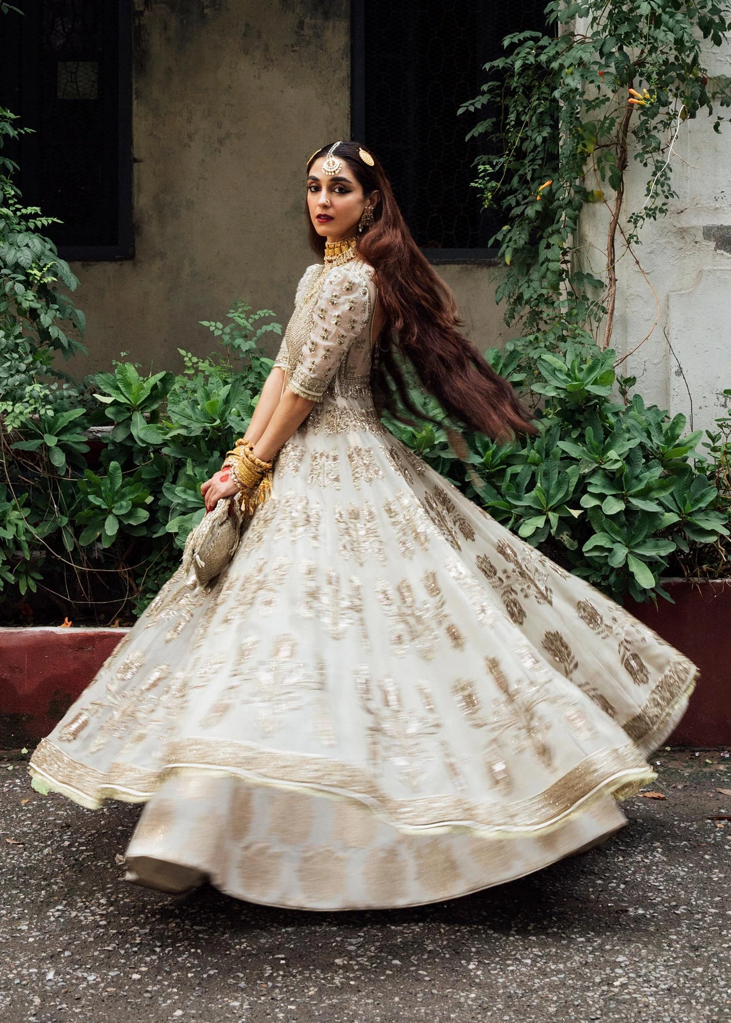 Ivory Organza Peshwas Ensemble