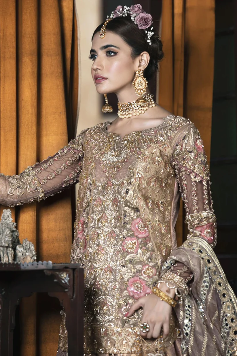 Handcrafted Gold Floral Lehenga