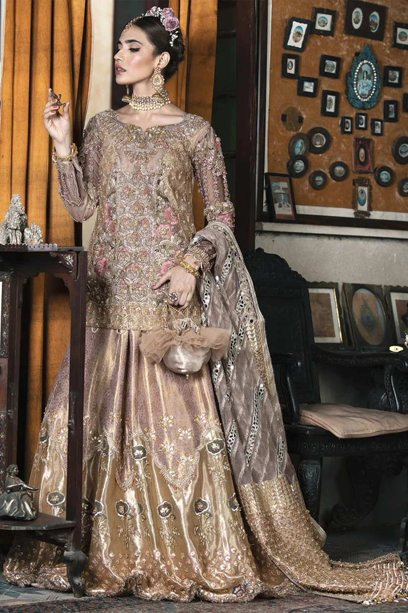Handcrafted Gold Floral Lehenga