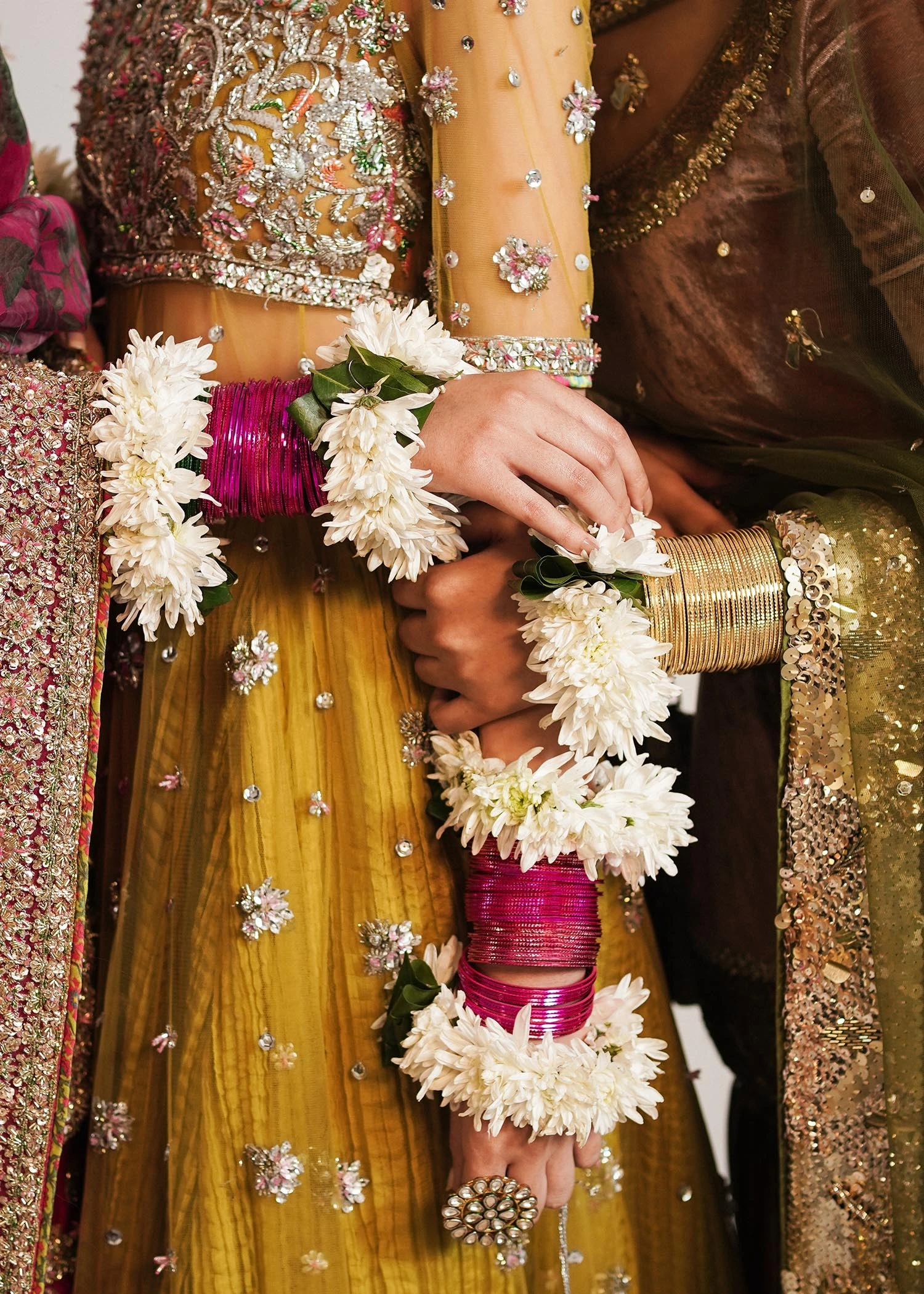 Lime Yellow Net Peshwas with Sharara