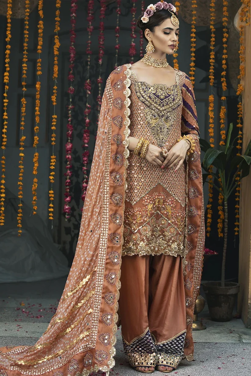 Rust Kurta Trouser Bridal Dress