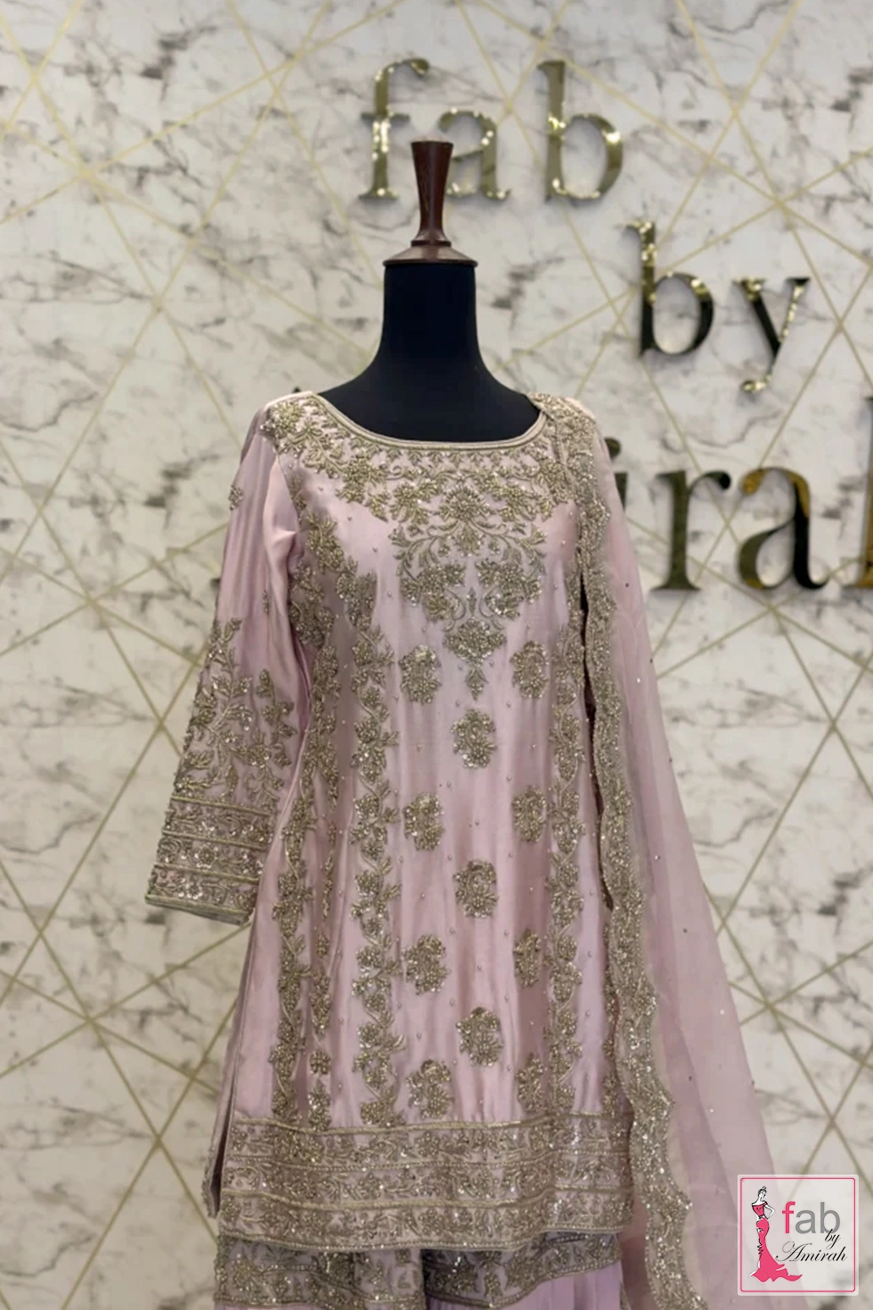 Upper shirt bodice and embroidered neckline view on mannequin
