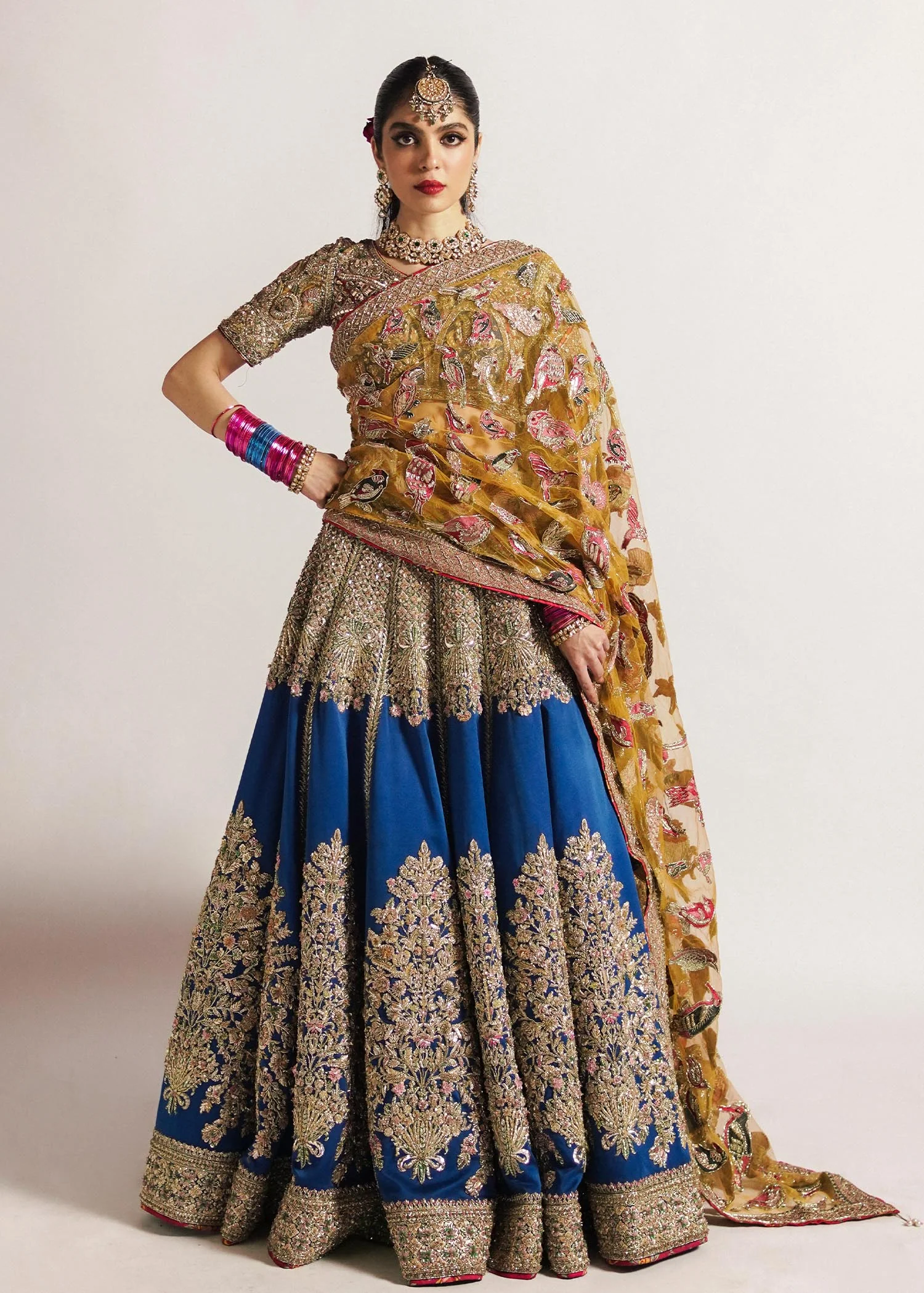 Regal Teal Blue Silk Lehenga Ensemble