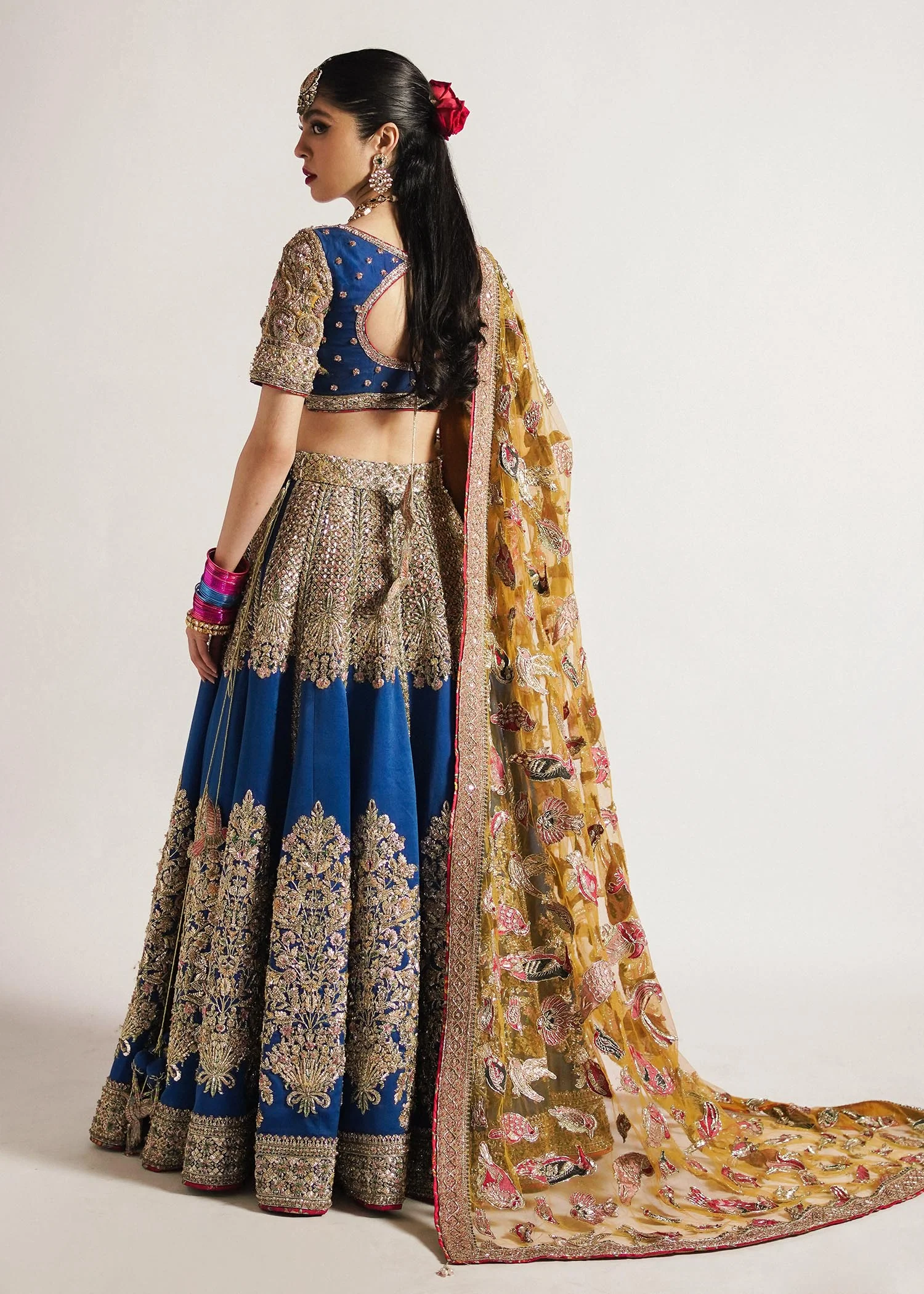 Regal Teal Blue Silk Lehenga Ensemble