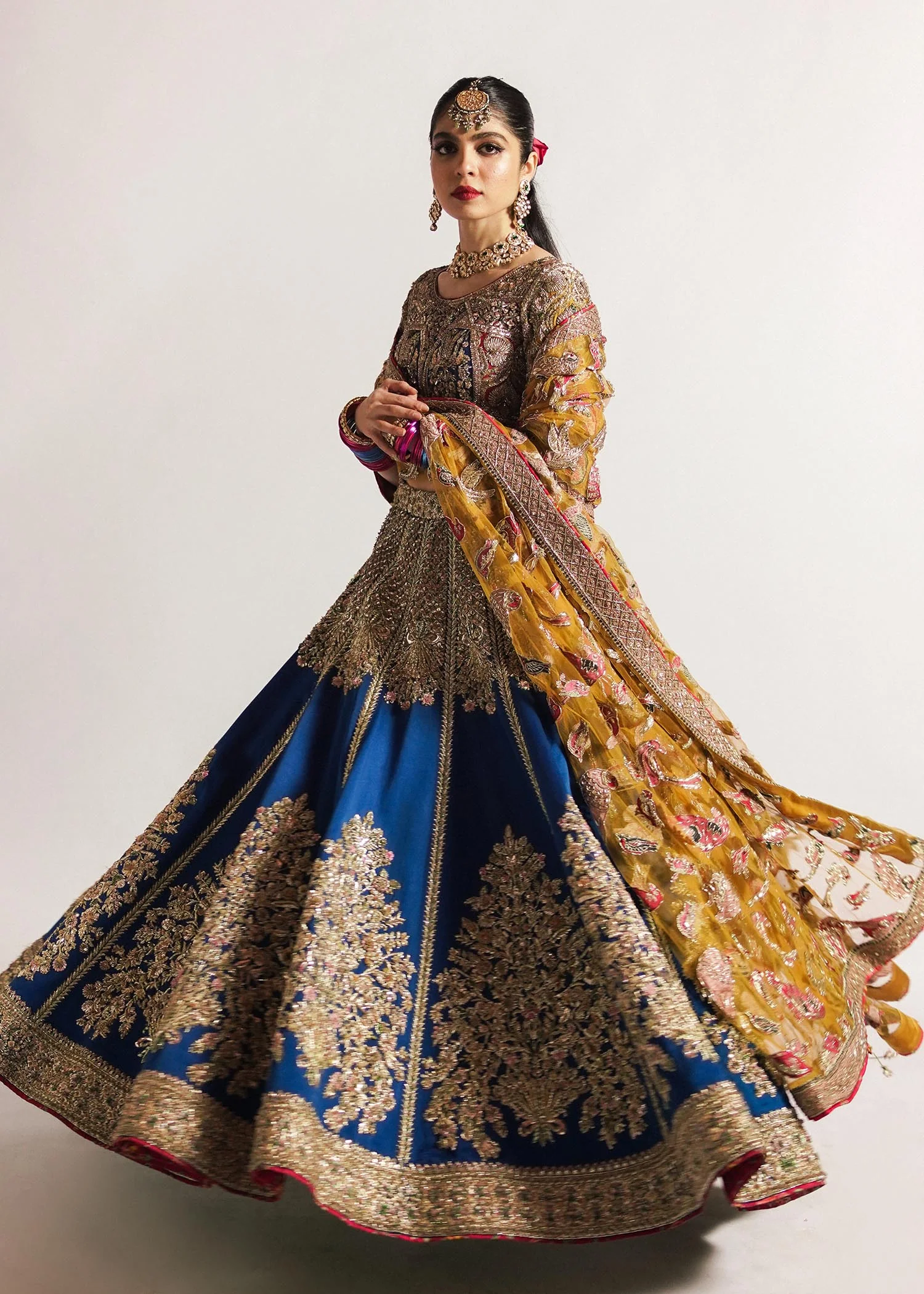 Regal Teal Blue Silk Lehenga Ensemble