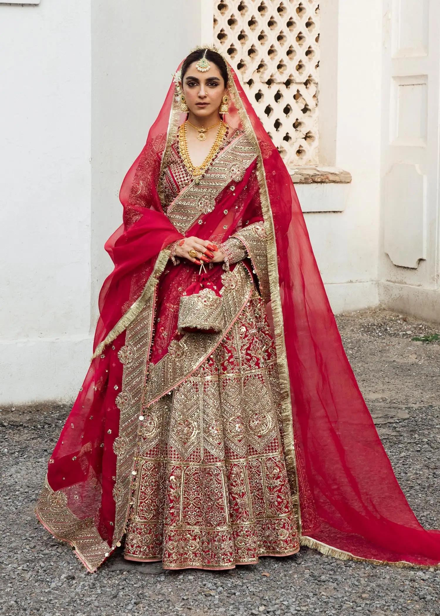 Exquisite Rosy Red Satin Silk Lehenga