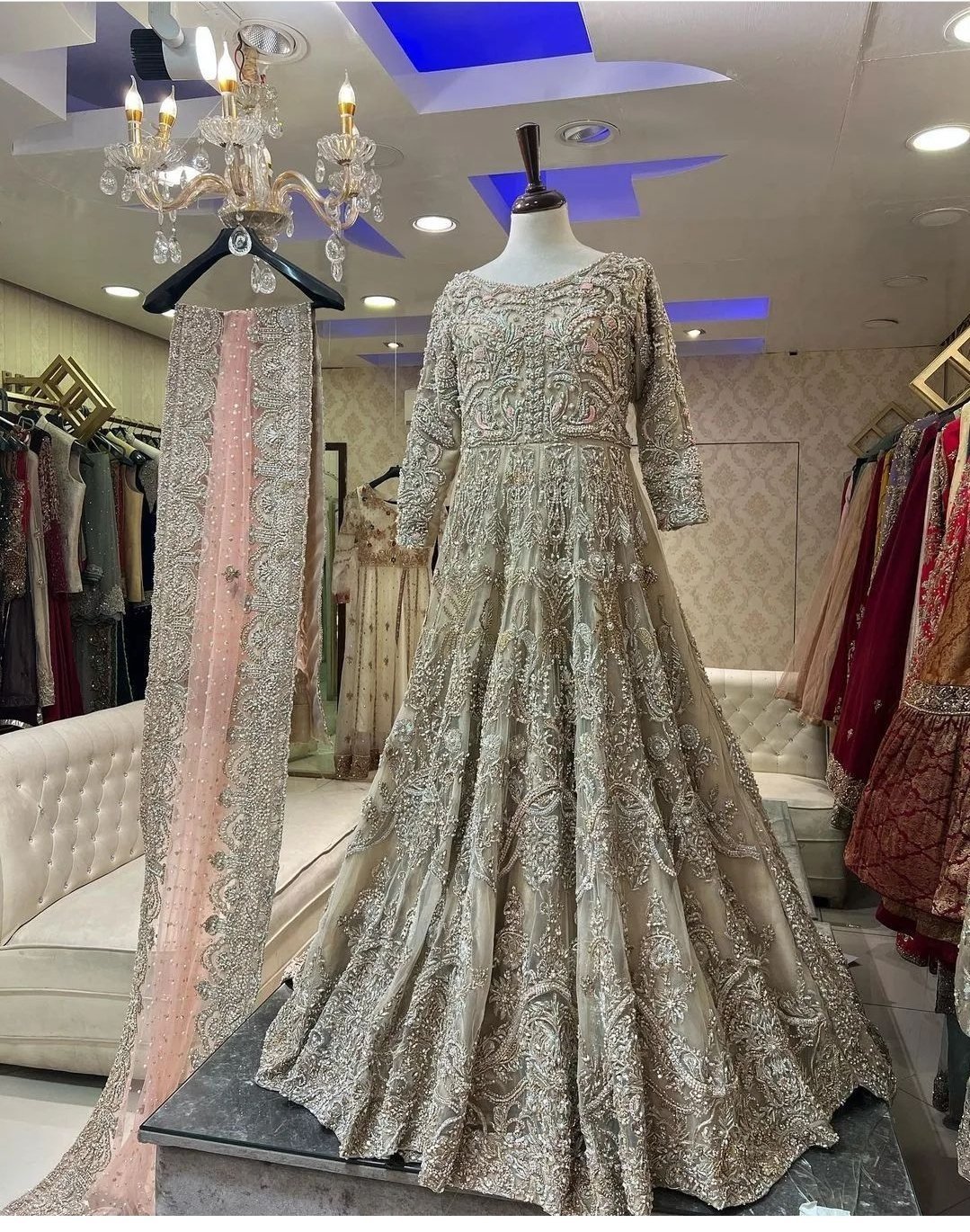 Peach Bridal Back Trail Maxi Dress