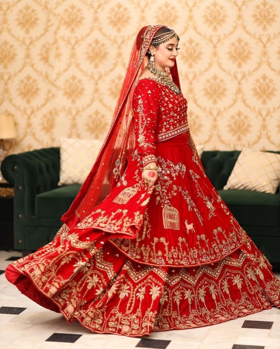 Bridal Maxi with Lehenga on Pure Rawsilk