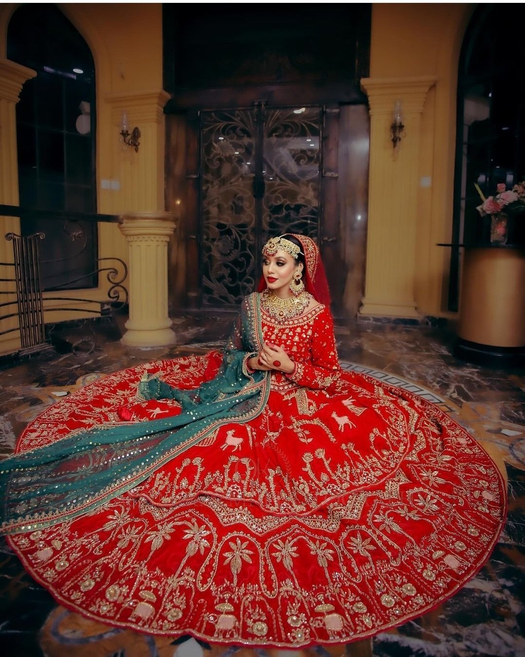 Bridal Maxi with Lehenga on Pure Rawsilk