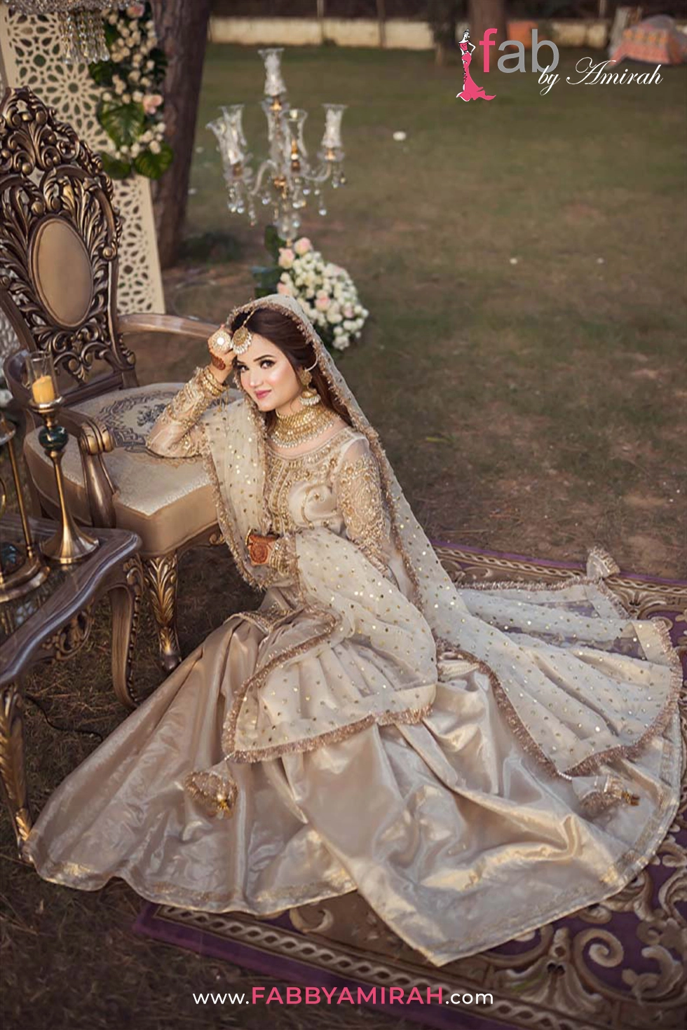 Traditional bridal sharara suit in premium off white raw fabric