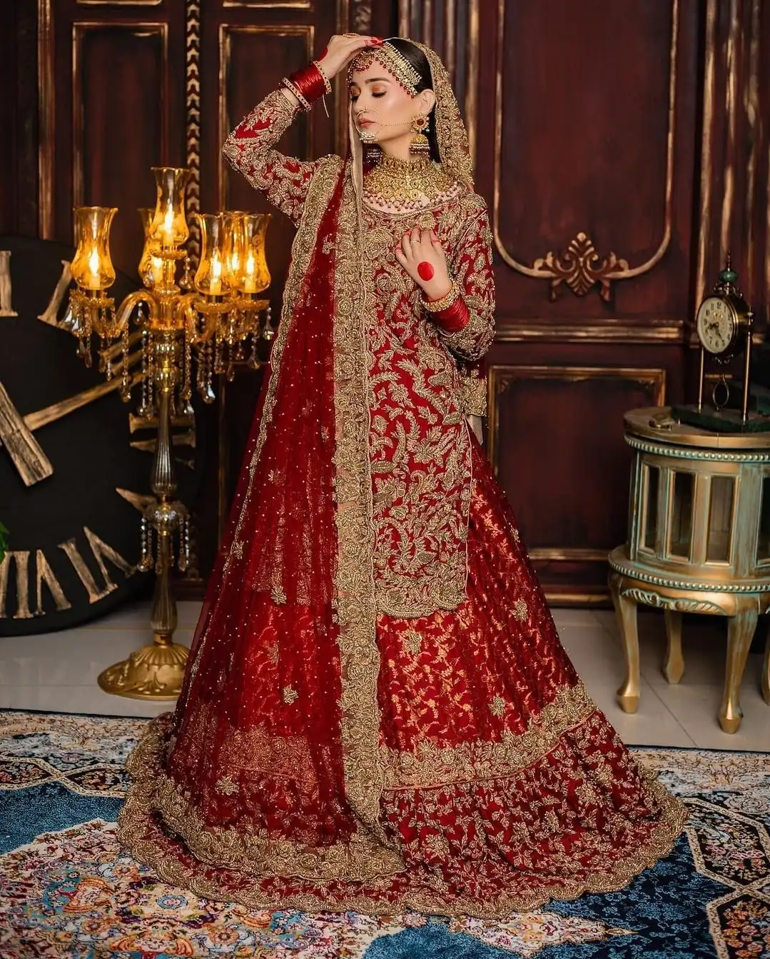 Redish Mehroon Bridal Farshi Lehnga
